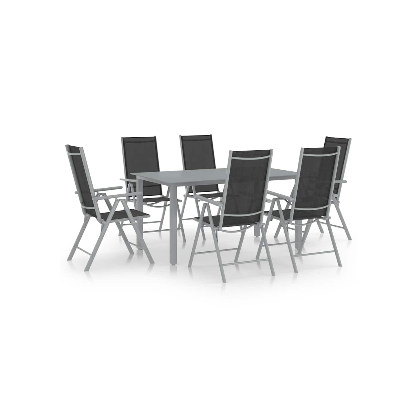 Ensemble à manger de jardin 7 pcs aluminium argenté et noir