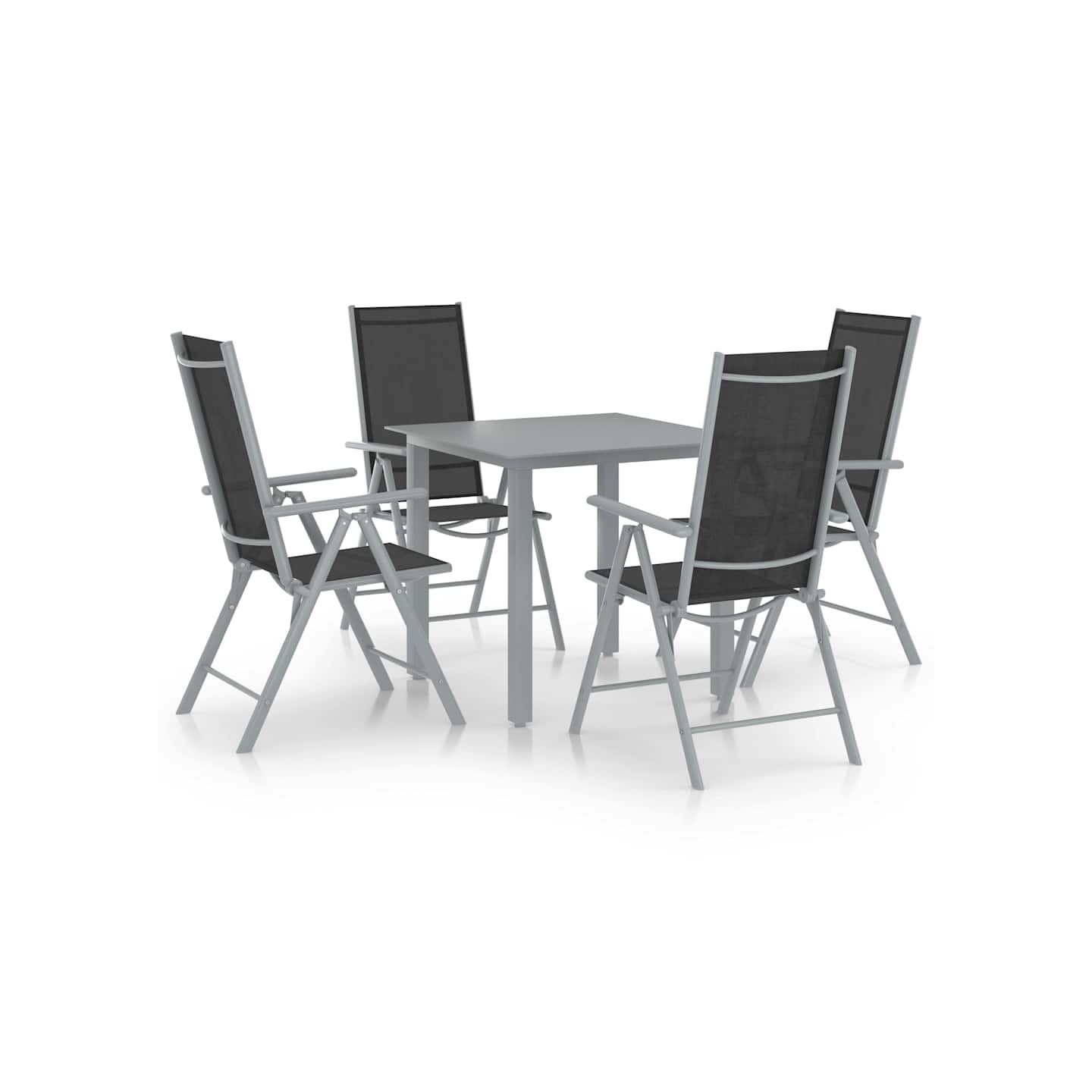 Ensemble à manger de jardin 5 pcs aluminium argenté et noir