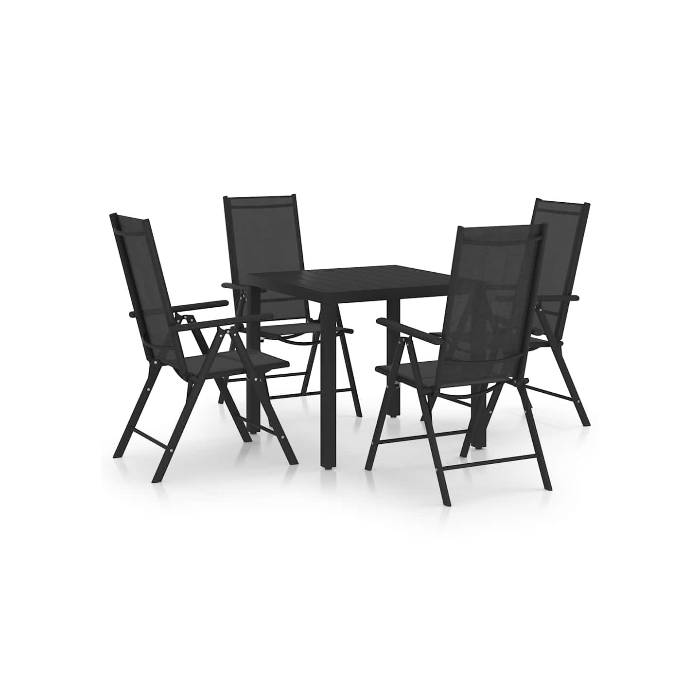 Ensemble à manger de jardin 5 pcs aluminium noir