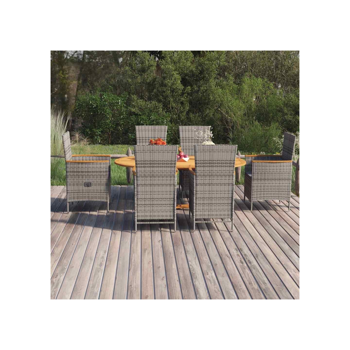 Ensemble à manger de jardin 7 pcs Résine tressée Gris