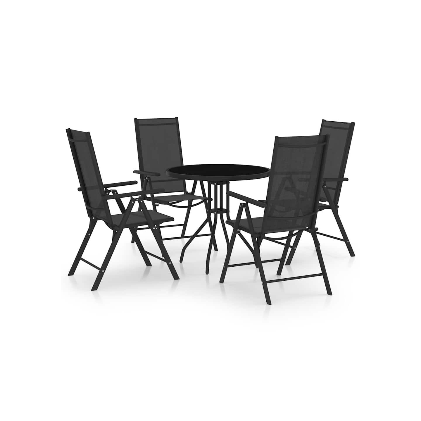 Ensemble à manger de jardin 5 pcs aluminium et textilène noir