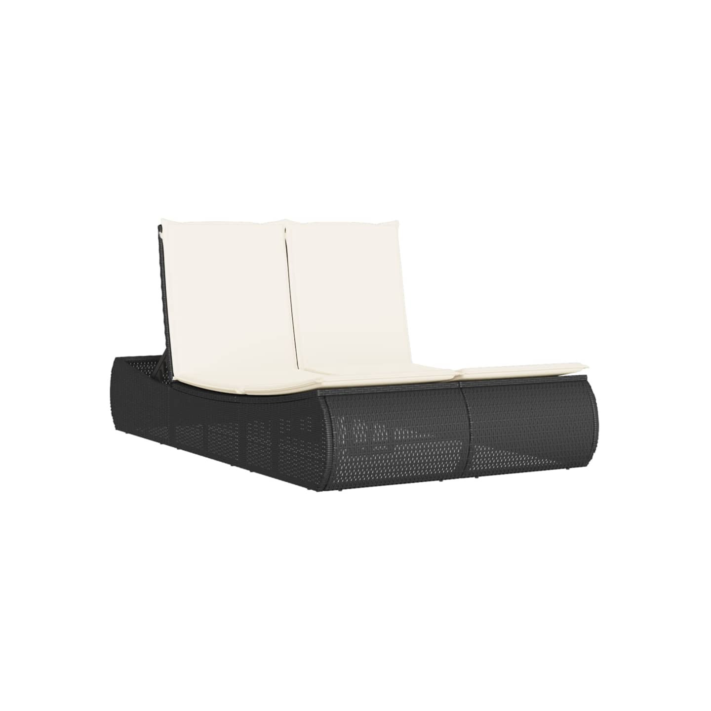 Chaise longue double avec coussins noir résine tressée