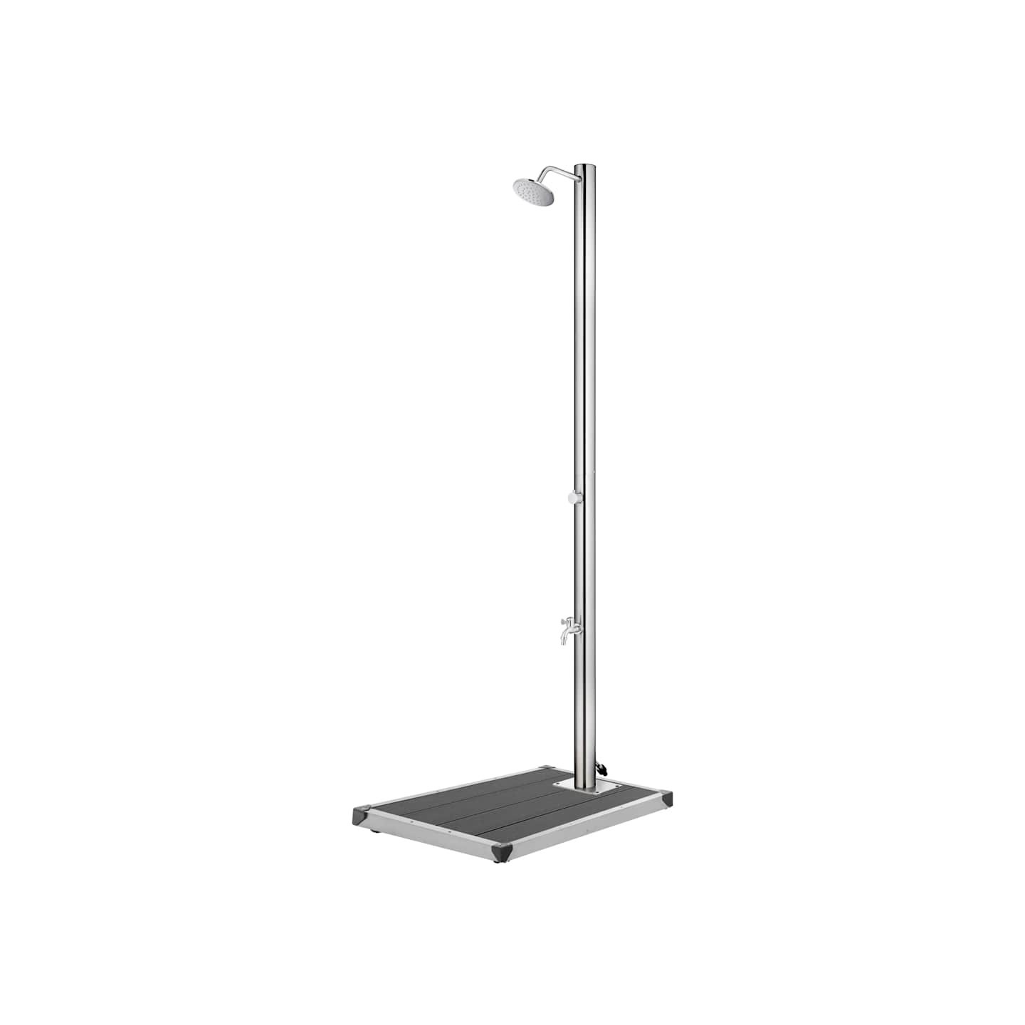 Douche de jardin avec base gris 220 cm Acier inoxydable