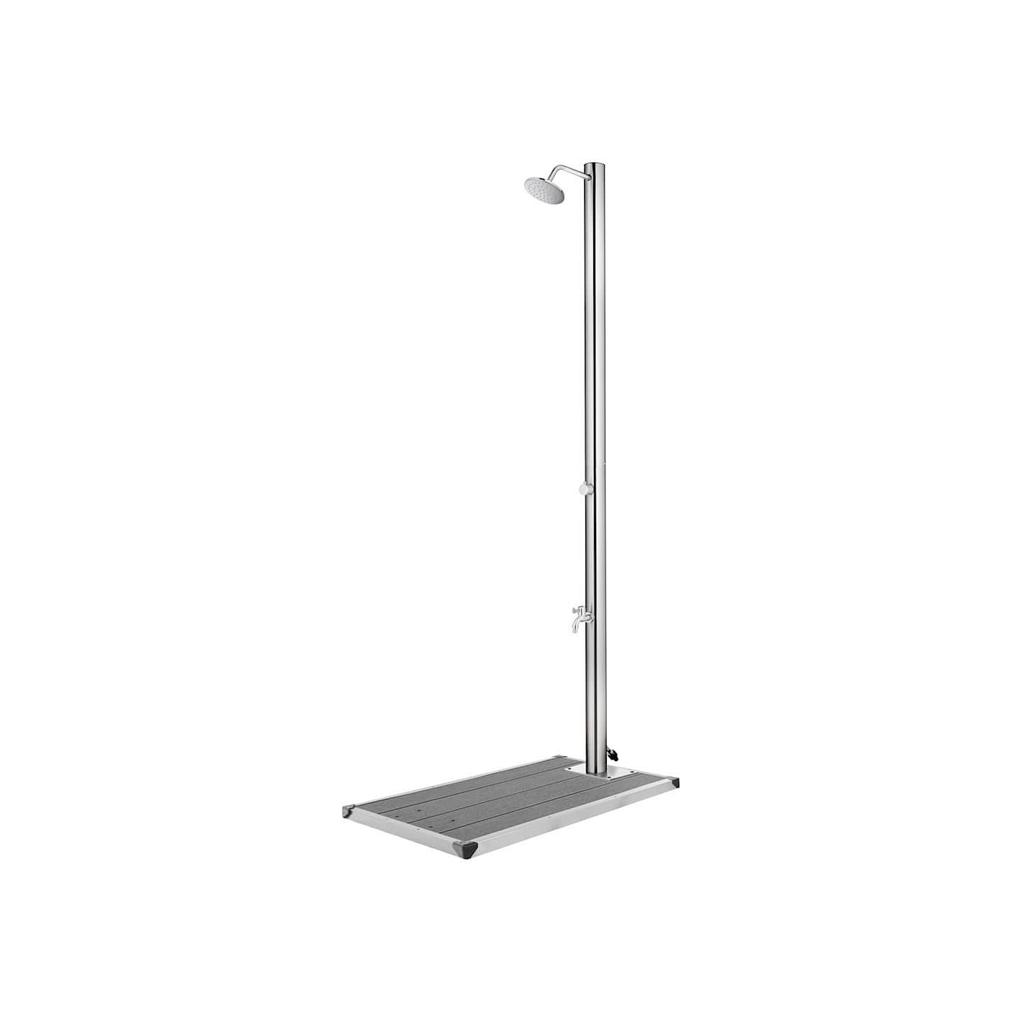 Douche de jardin avec base gris 220 cm Acier inoxydable