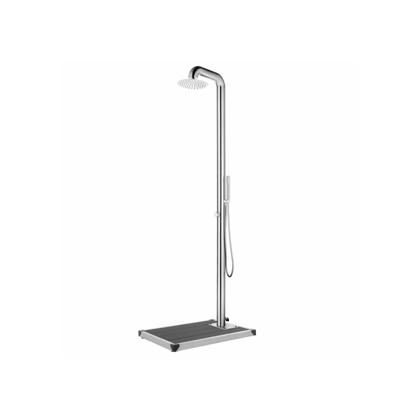 Douche de jardin avec base gris 230 cm Acier inoxydable