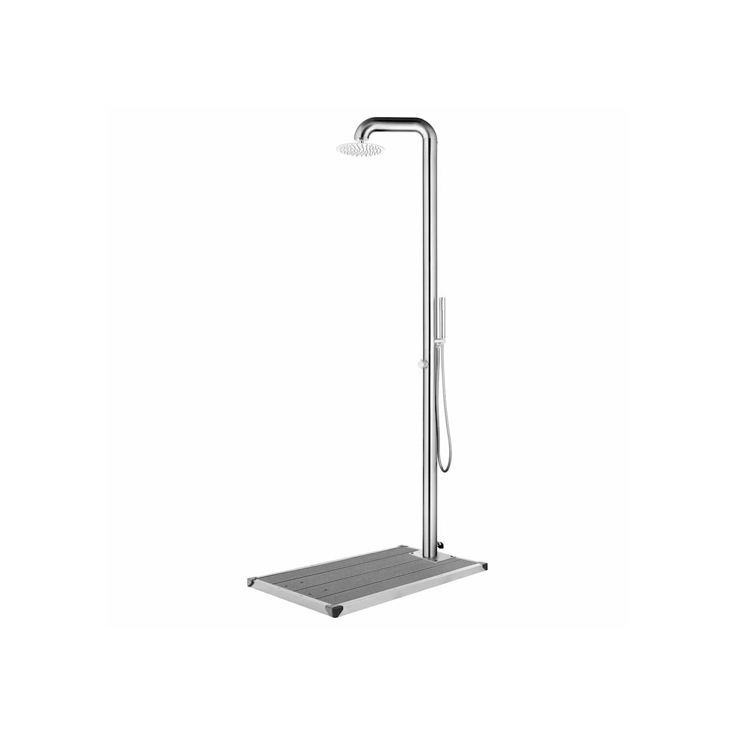 Douche de jardin avec base gris 230 cm Acier inoxydable