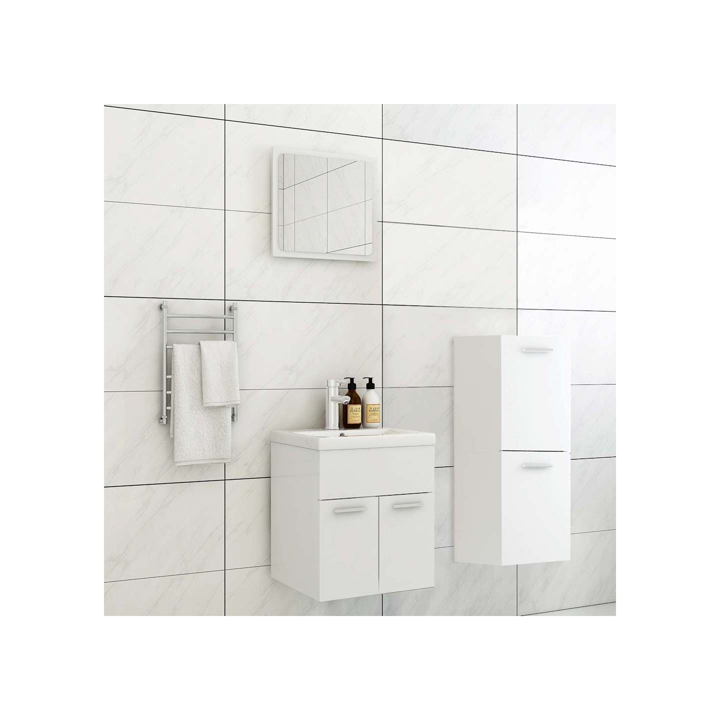 Ensemble de meubles de salle de bain Blanc Aggloméré