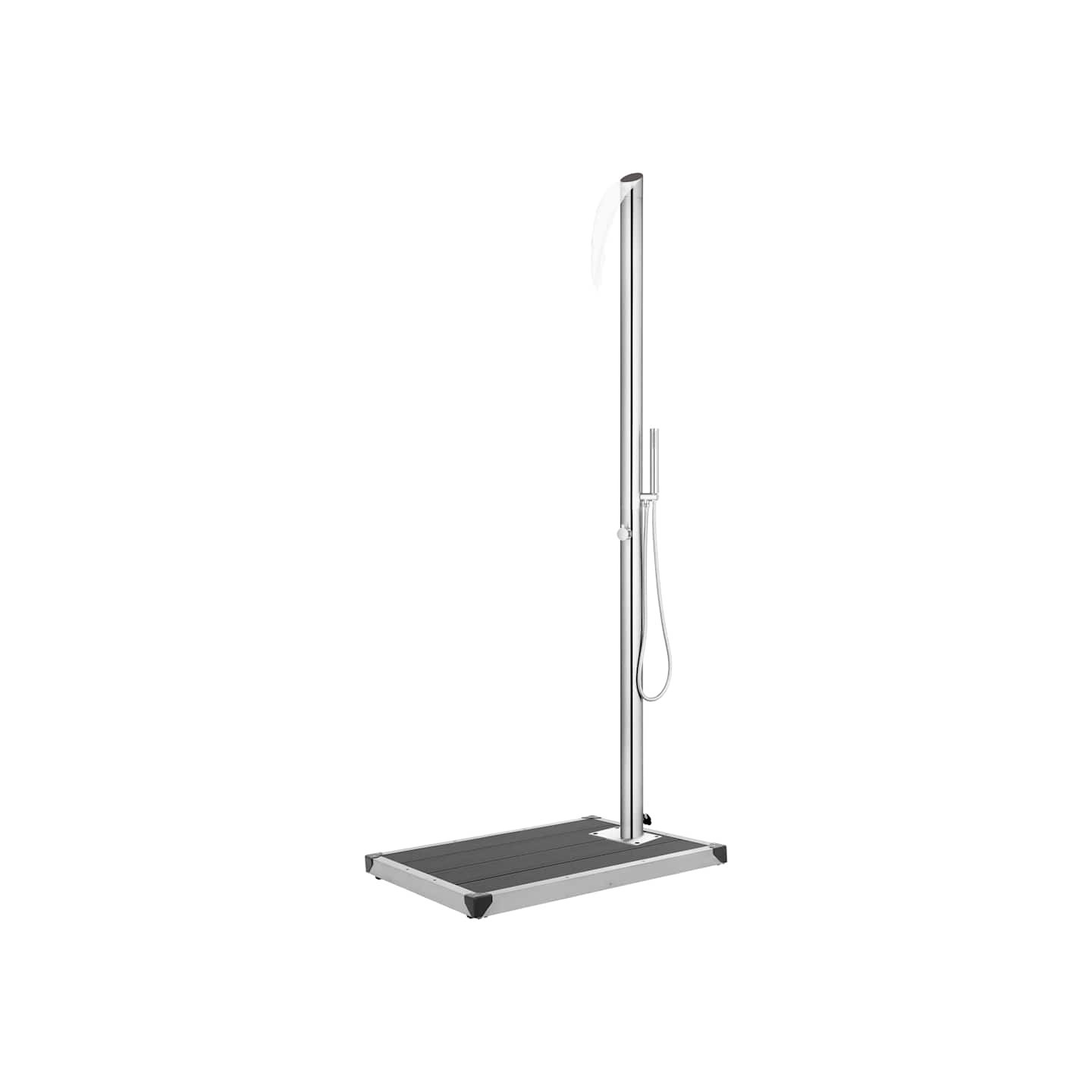 Douche de jardin avec base gris 225 cm Acier inoxydable