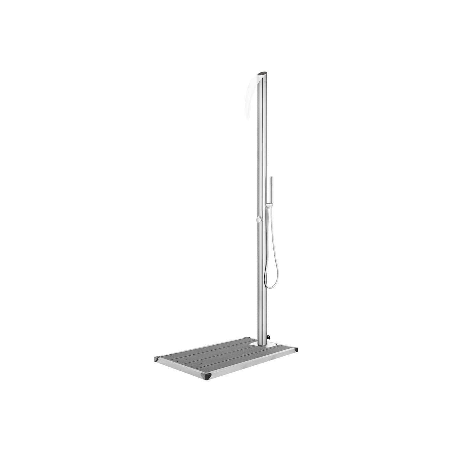 Douche de jardin avec base gris 225 cm Acier inoxydable
