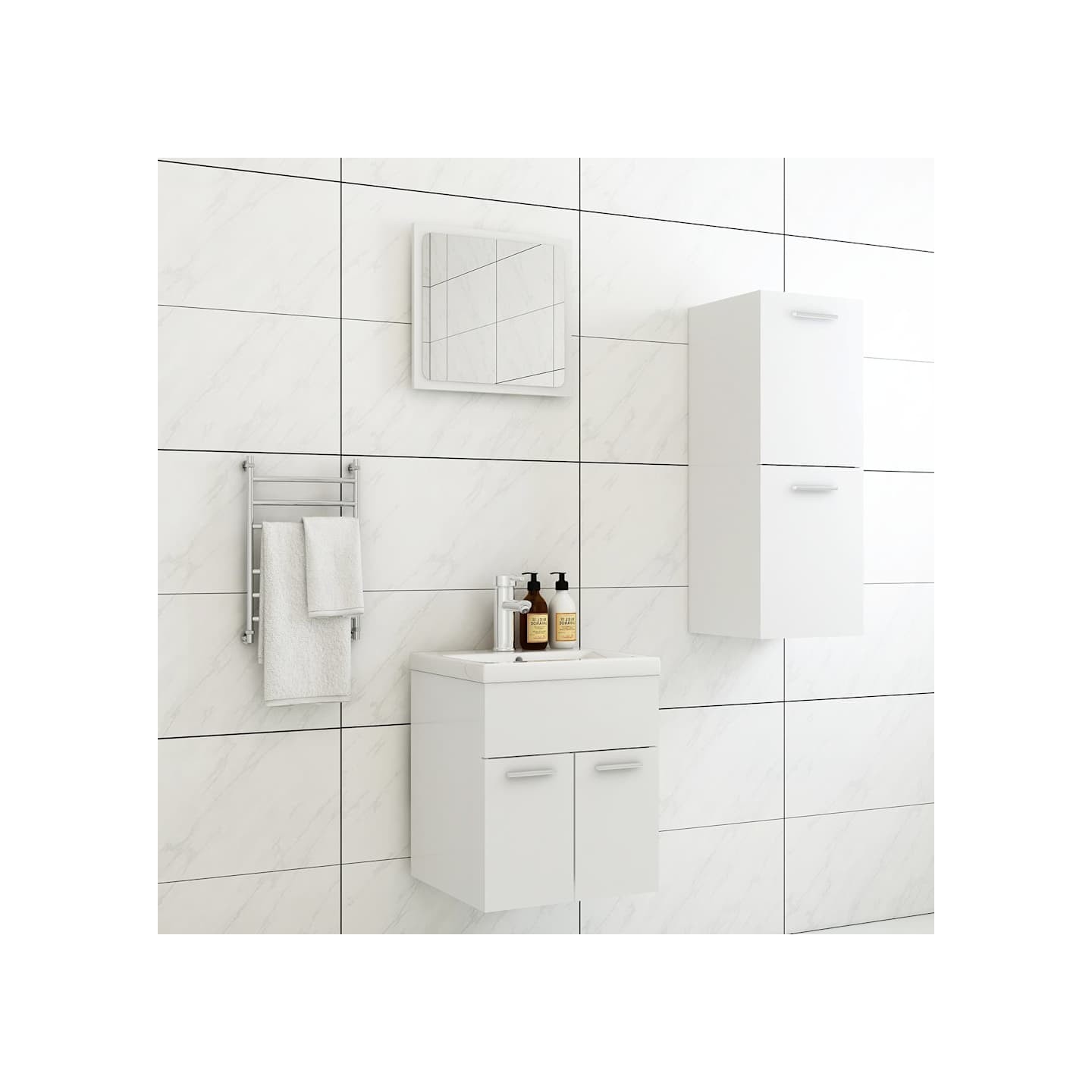 Ensemble de meubles de salle de bain Blanc Aggloméré