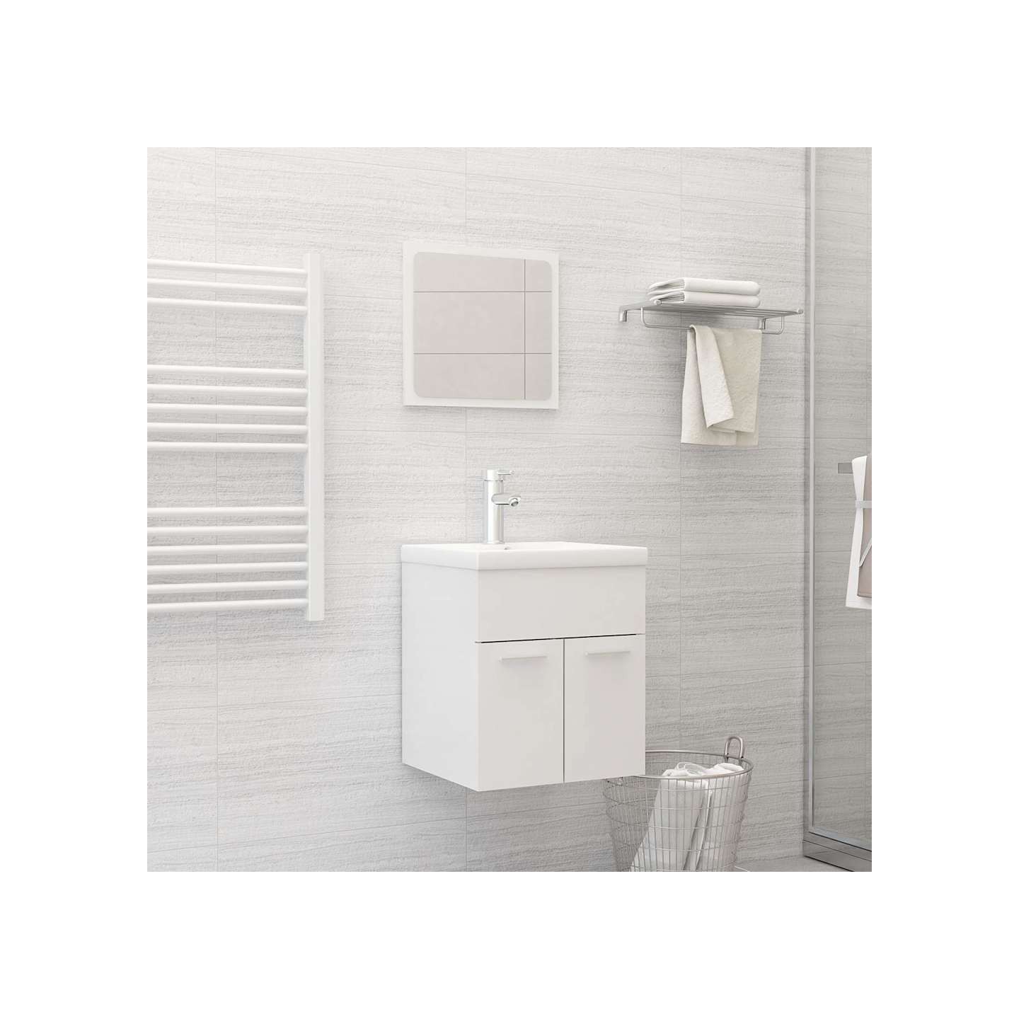 Ensemble de meubles de salle de bain Blanc brillant Aggloméré