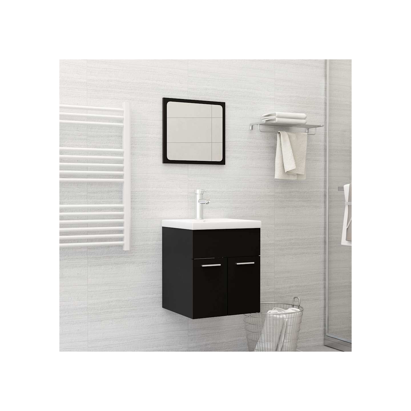 Ensemble de meubles de salle de bain Noir Aggloméré