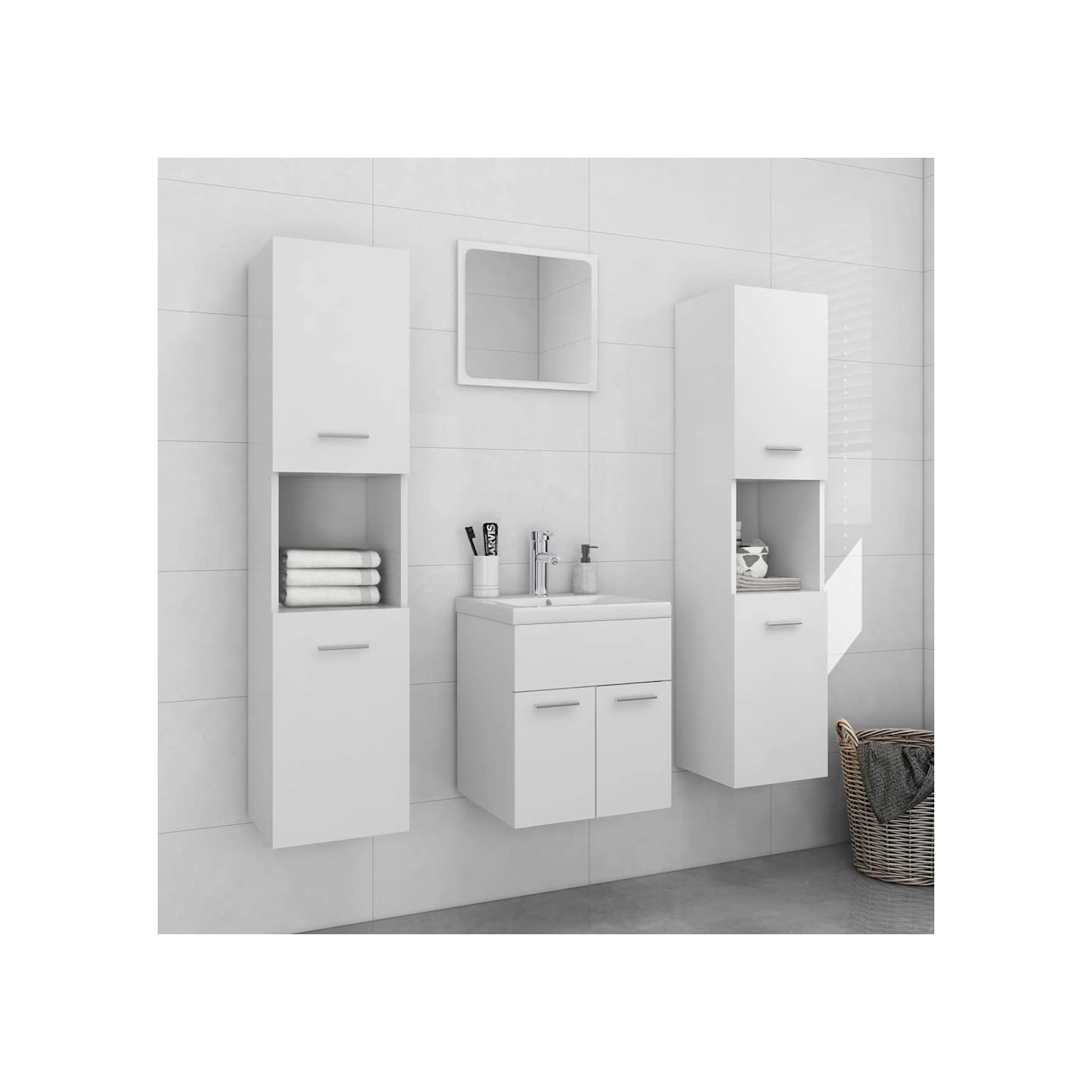 Ensemble de meubles de salle de bain Blanc Aggloméré