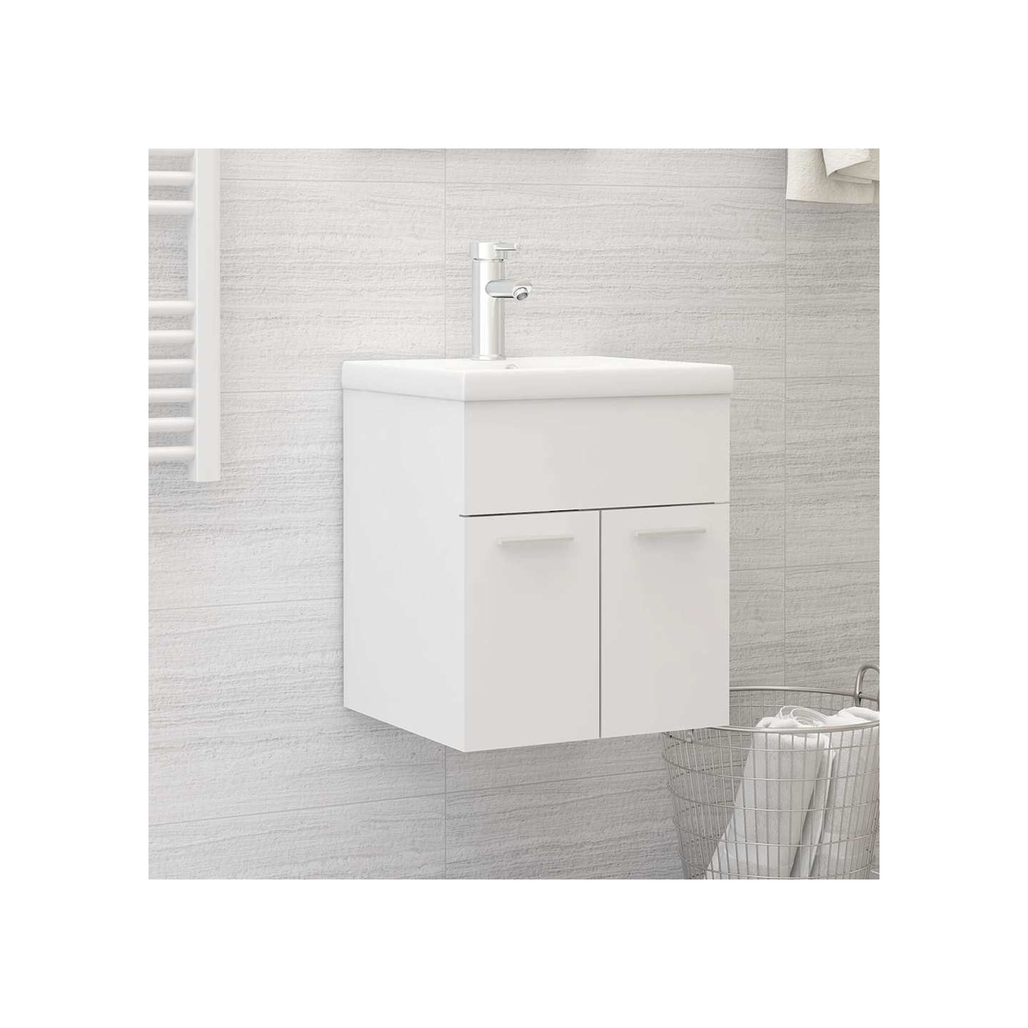 Armoire d'évier avec lavabo intégré Blanc Bois d'ingénierie
