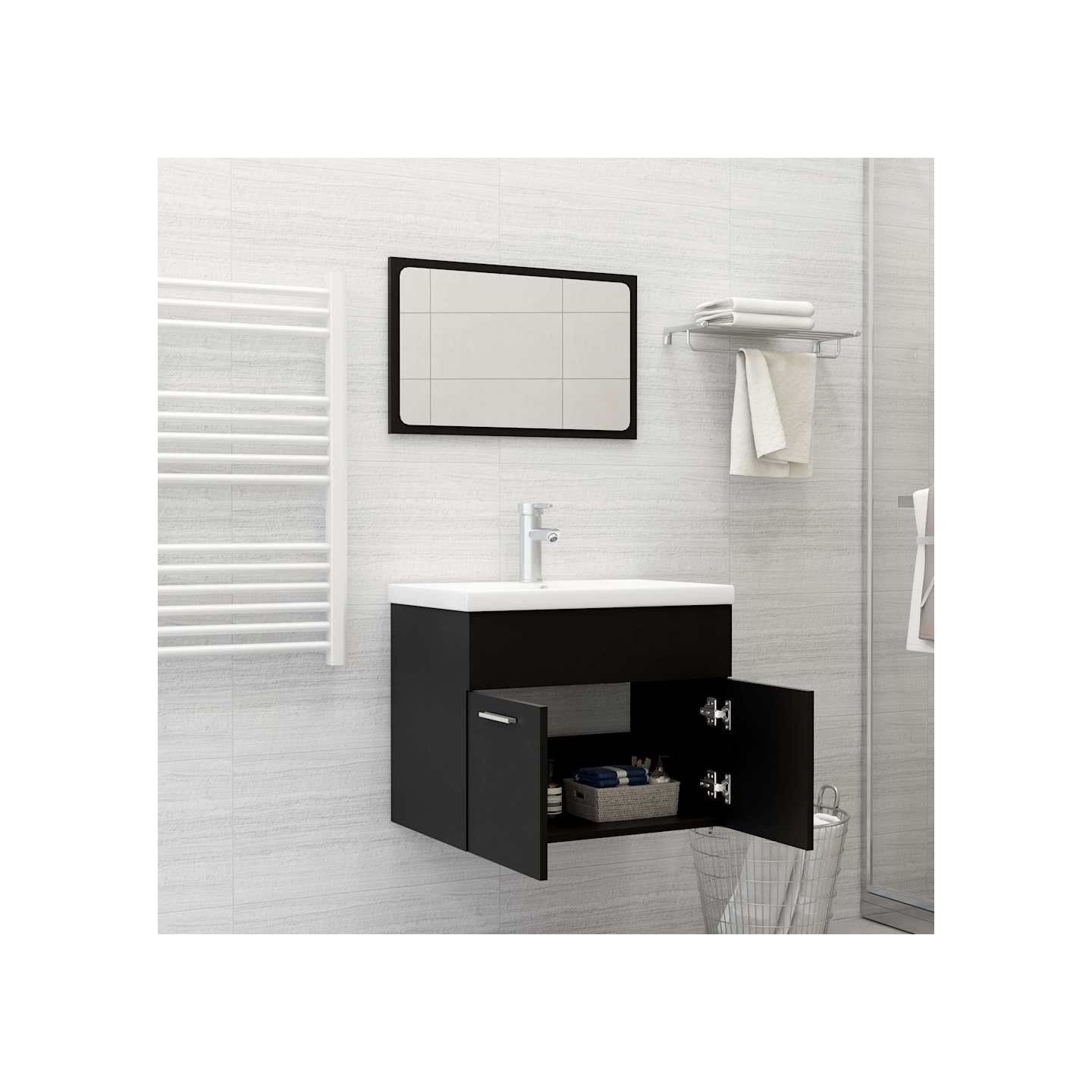 Ensemble de meubles de salle de bain Noir Aggloméré