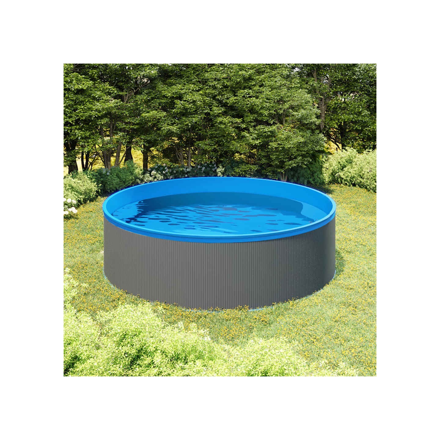 Piscine avec écumoire suspendue et pompe 350x90 cm Gris