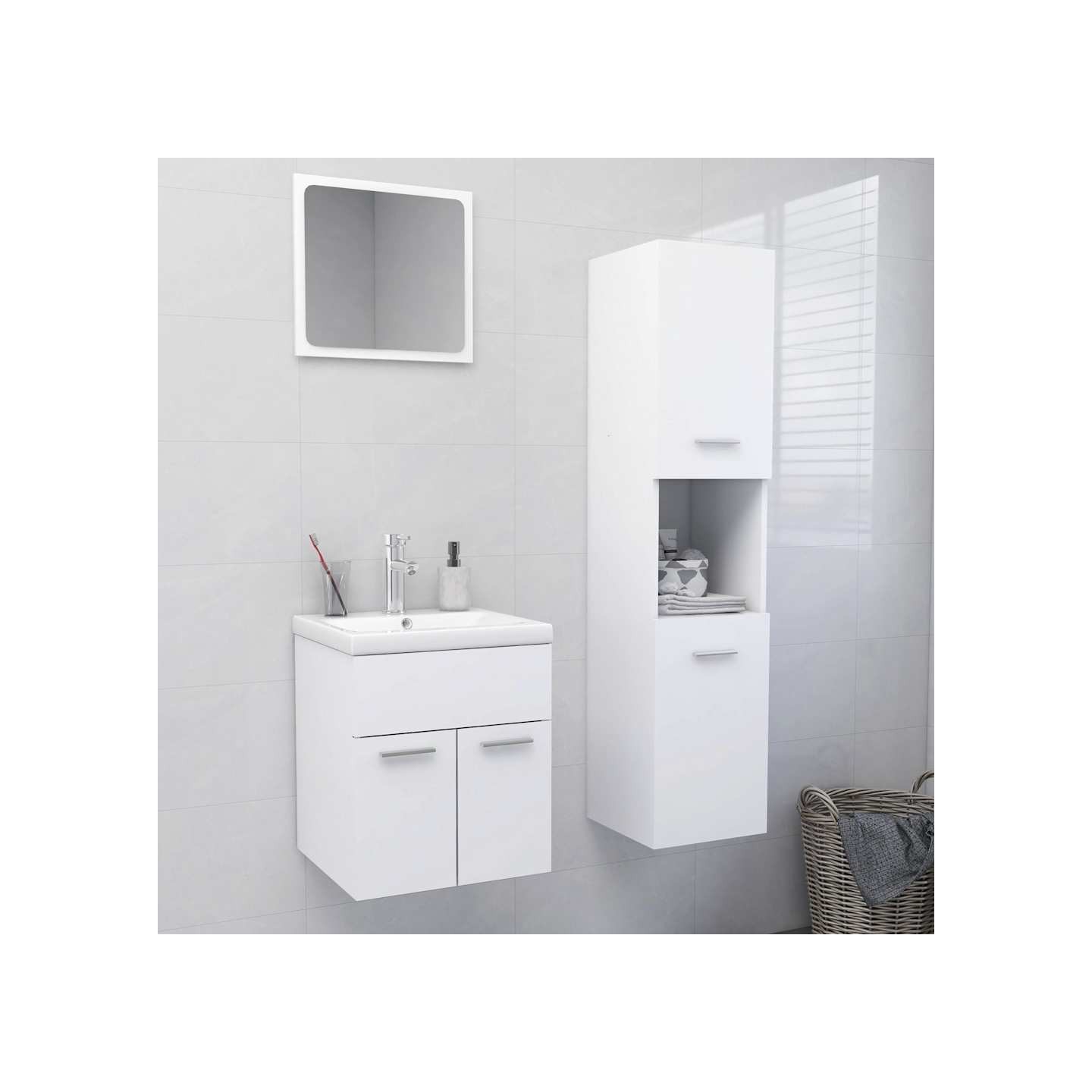 Ensemble de meubles de salle de bain Blanc Aggloméré