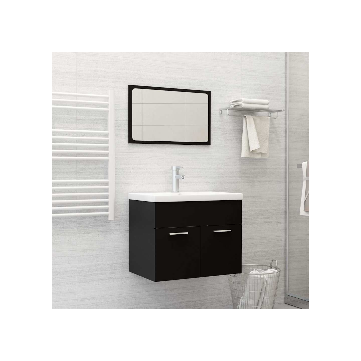 Ensemble de meubles de salle de bain Noir Aggloméré