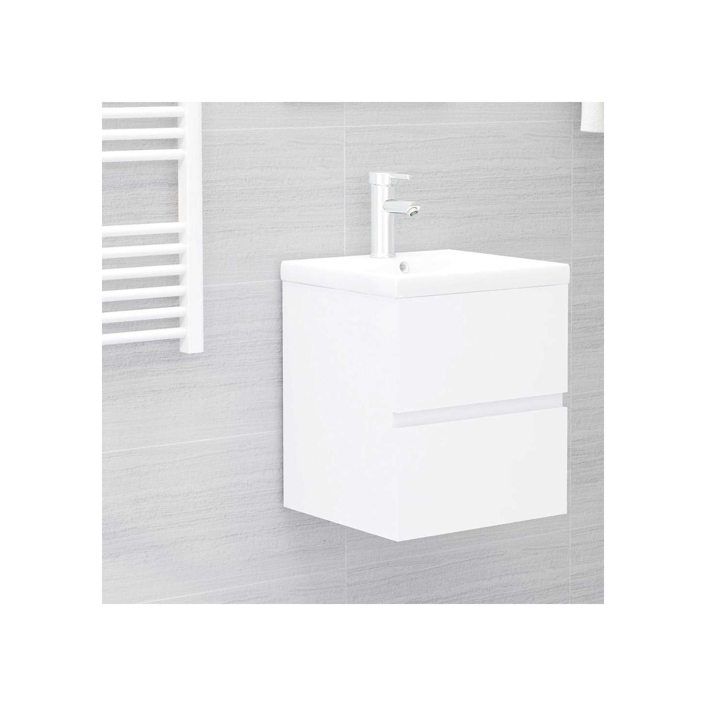 Armoire d'évier avec lavabo intégré Blanc Aggloméré