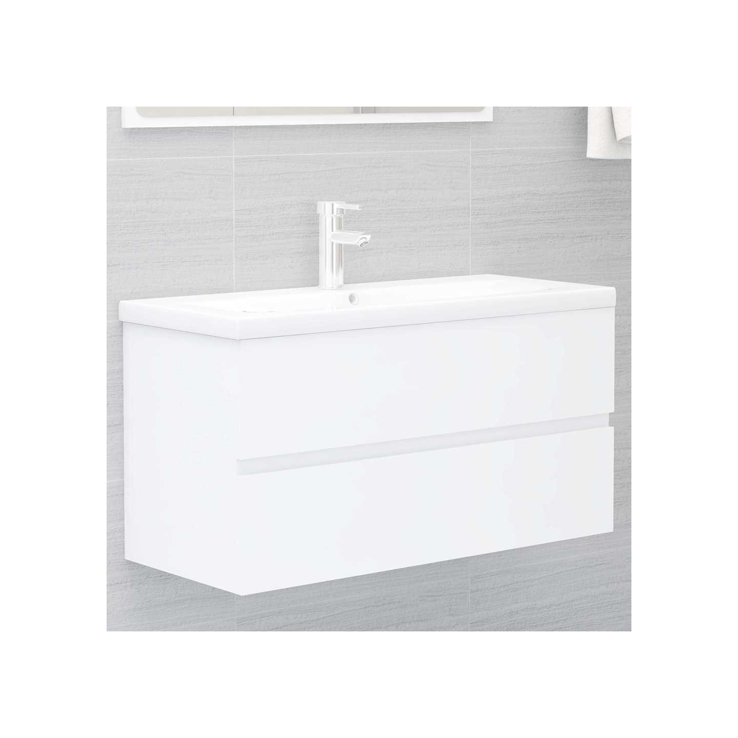 Armoire d'évier avec lavabo intégré Blanc Bois d'ingénierie