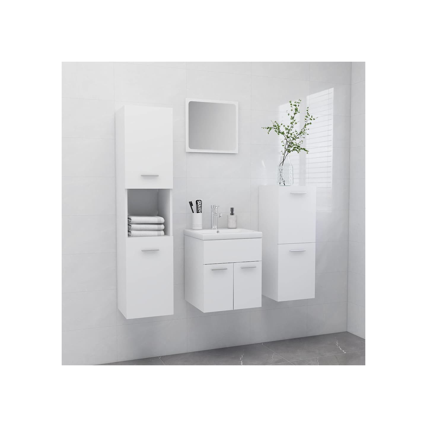 Ensemble de meubles de salle de bain Blanc Aggloméré