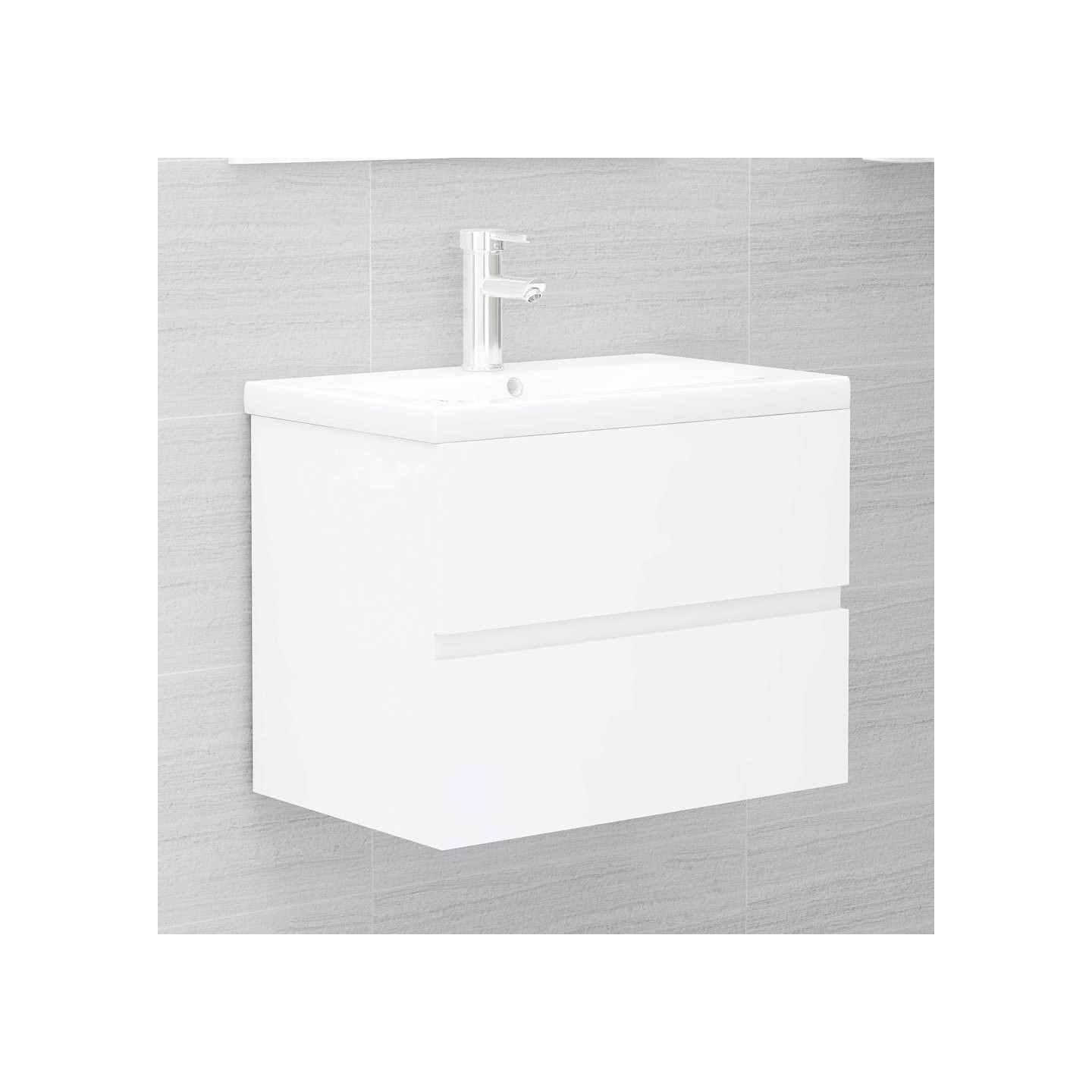Armoire d'évier avec lavabo intégré blanc bois d'ingénierie