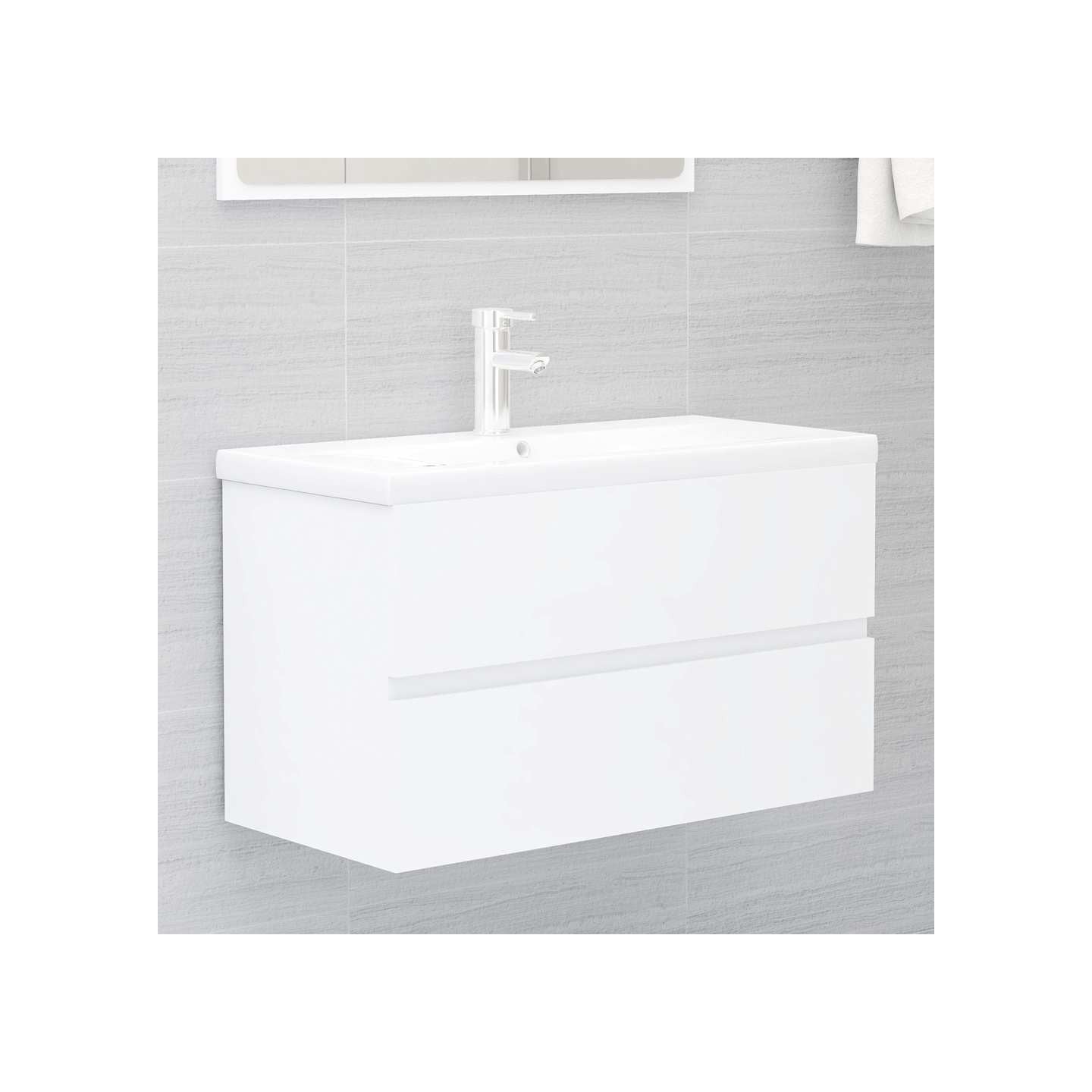 Armoire d'évier avec lavabo intégré Blanc Bois d'ingénierie