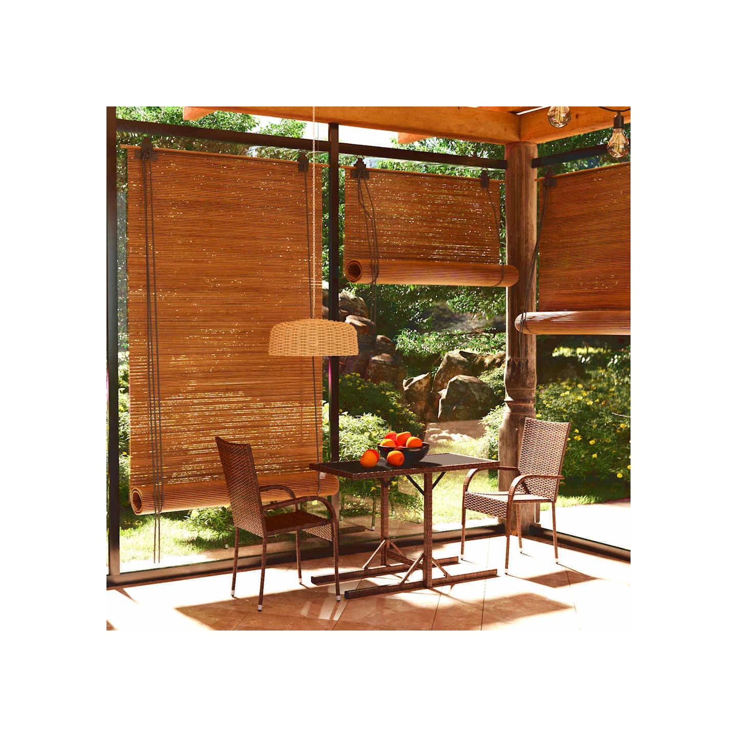Ensemble à manger de jardin 3 pcs Marron