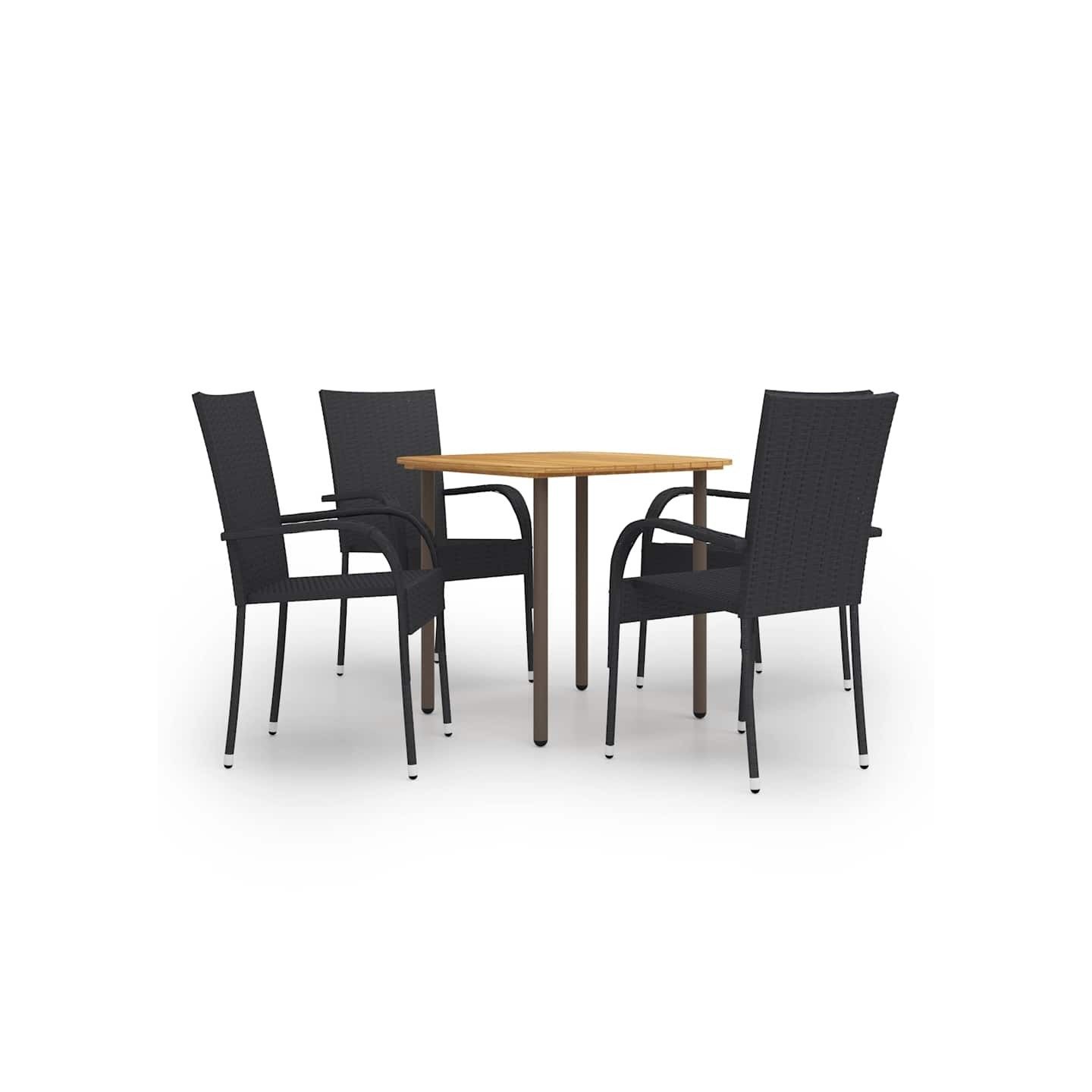 Ensemble à manger de jardin 5 pcs Résine tressée Noir