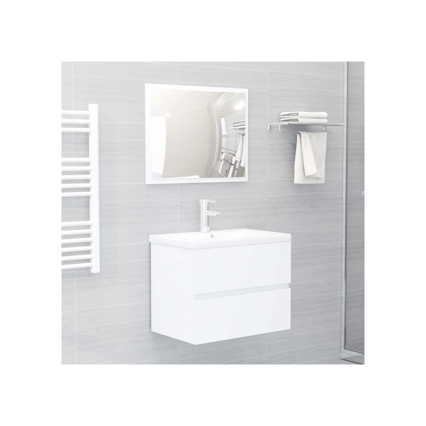 Ensemble de meubles de salle de bain blanc bois d'ingénierie