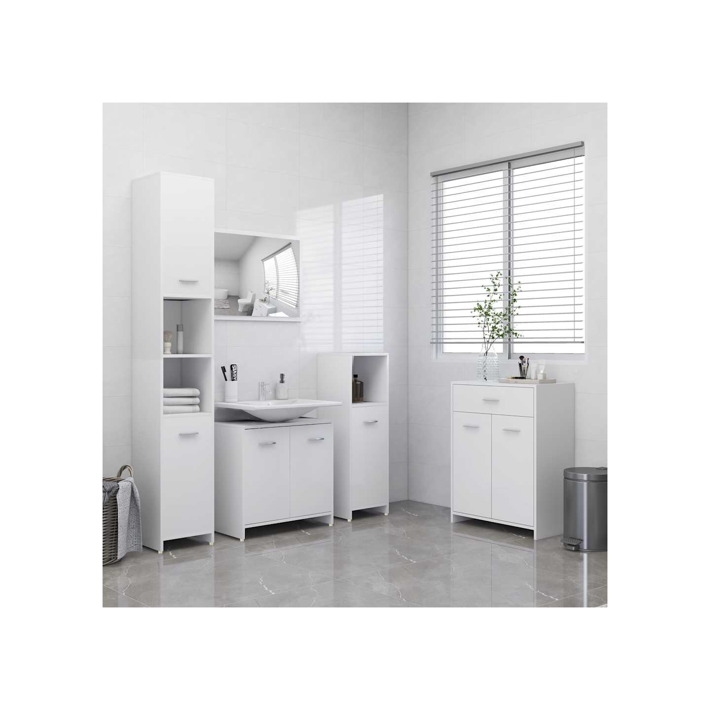 Ensemble de meubles de salle de bain 4 pcs Blanc