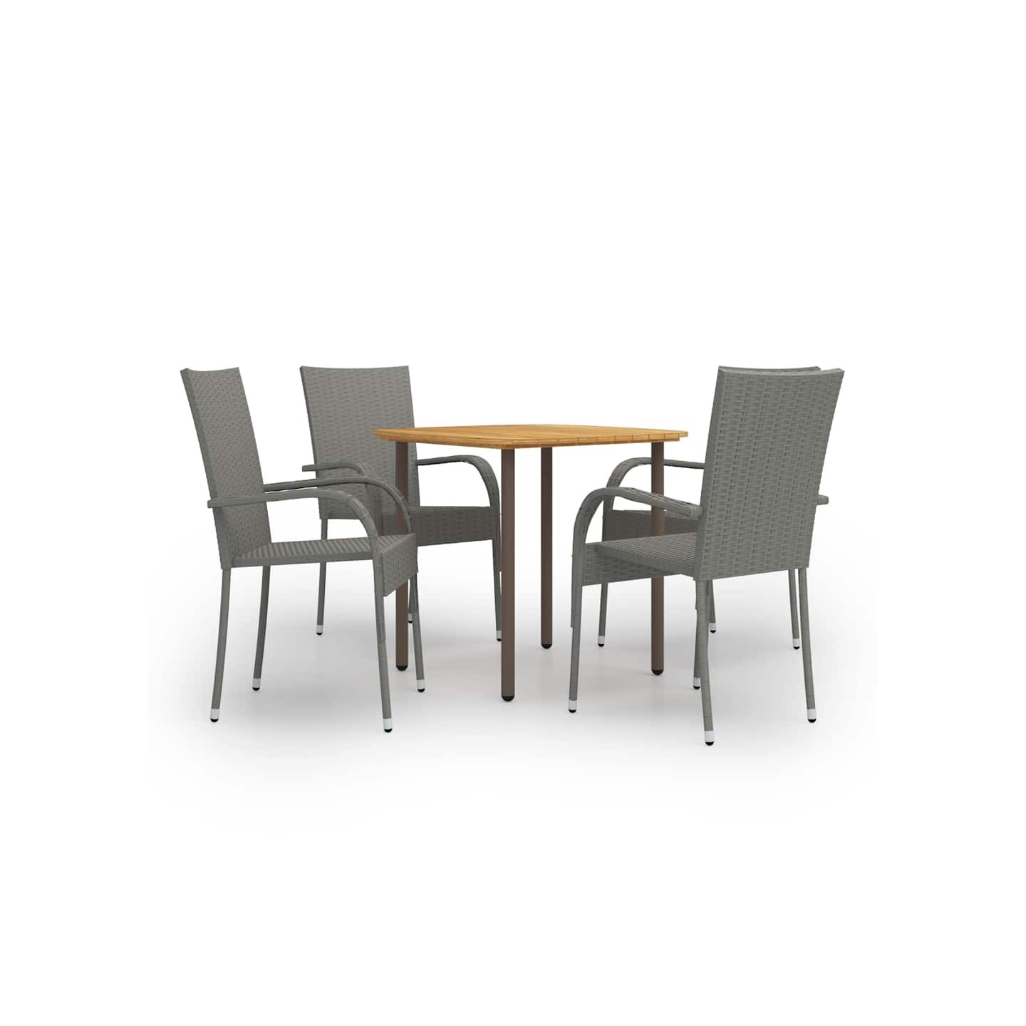 Ensemble à manger de jardin 5 pcs Résine tressée Gris