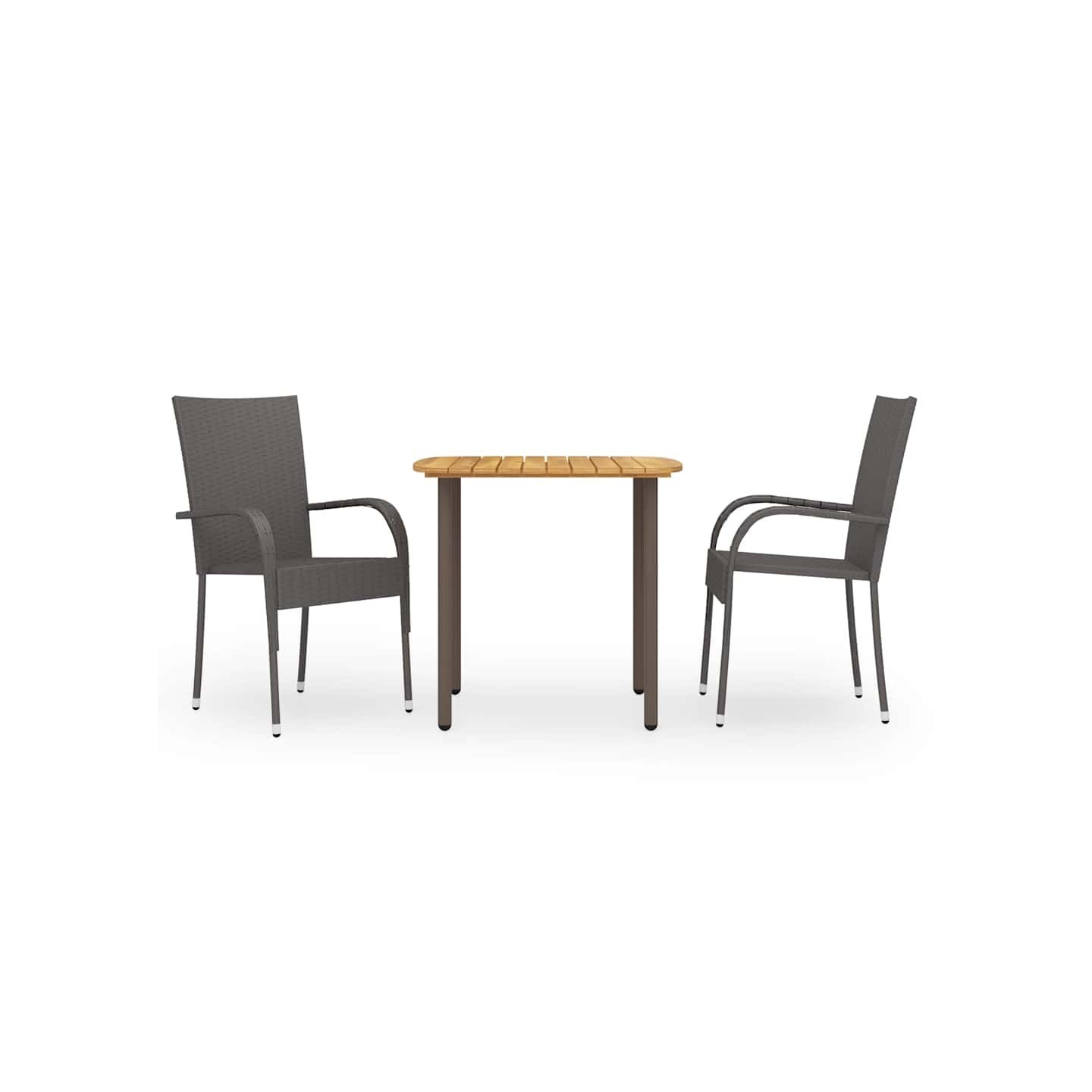 Ensemble à manger de jardin 3pcs Résine tressée Marron