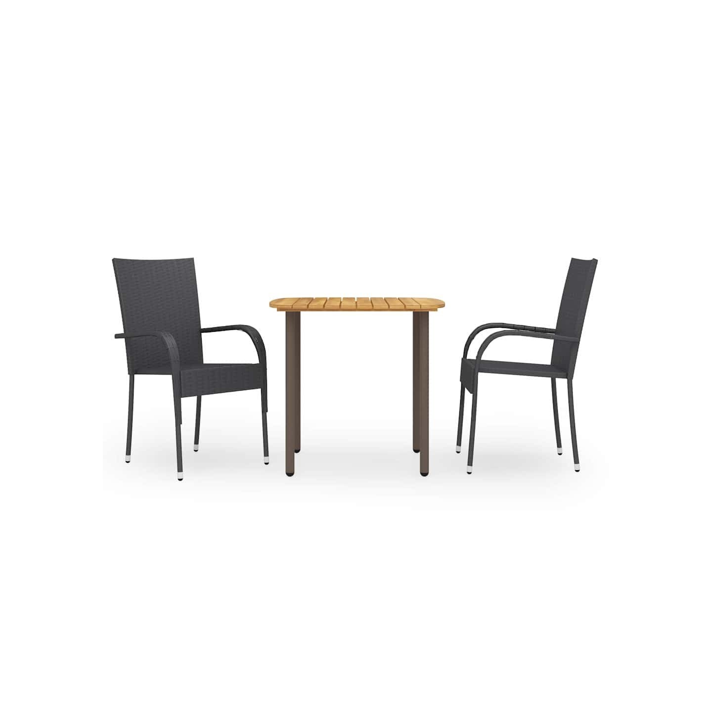 Ensemble à manger de jardin 3pcs Résine tressée Noir