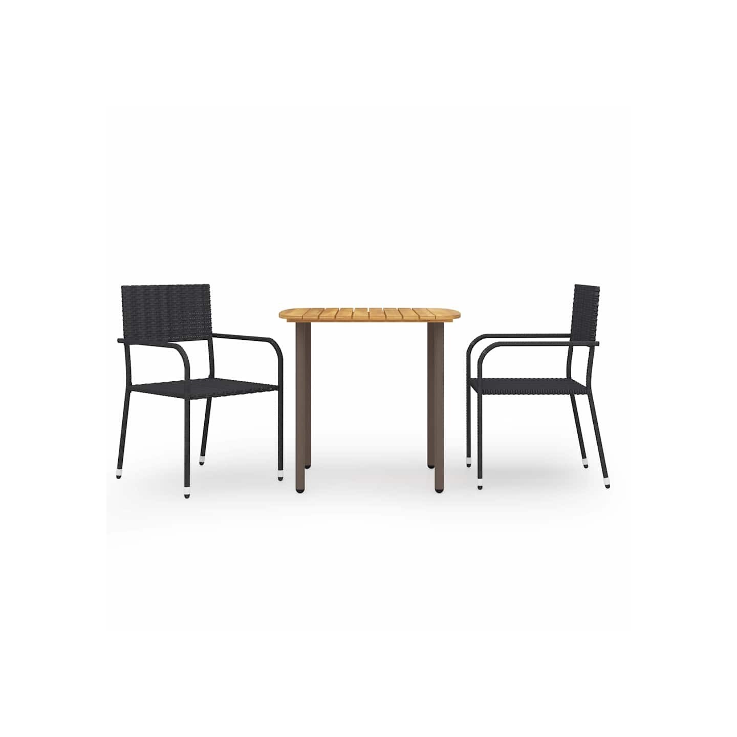 Ensemble à manger de jardin 3 pcs Résine tressée Noir