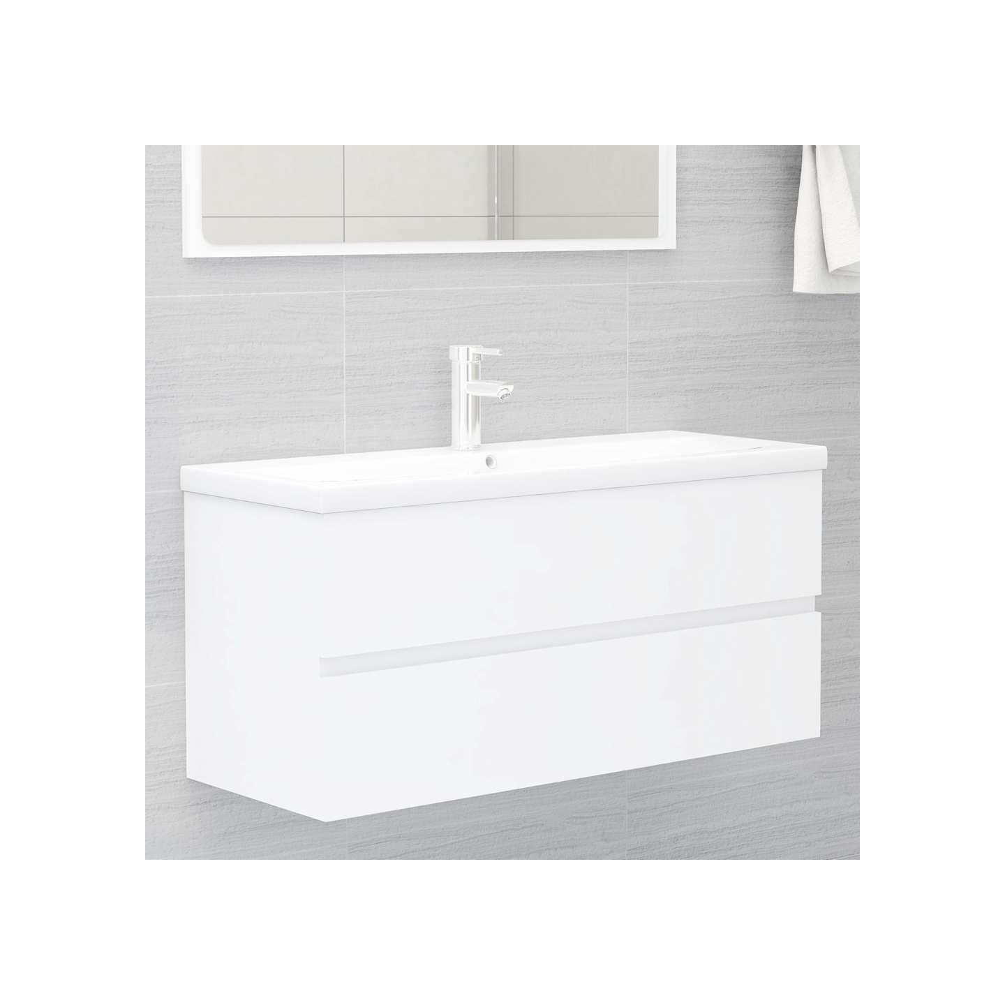 Armoire d'évier avec lavabo intégré blanc bois d'ingénierie
