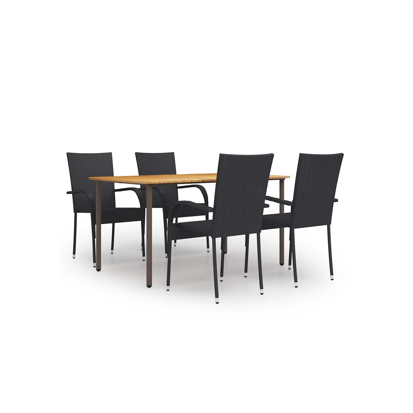 Ensemble à manger de jardin 5 pcs Résine tressée Noir
