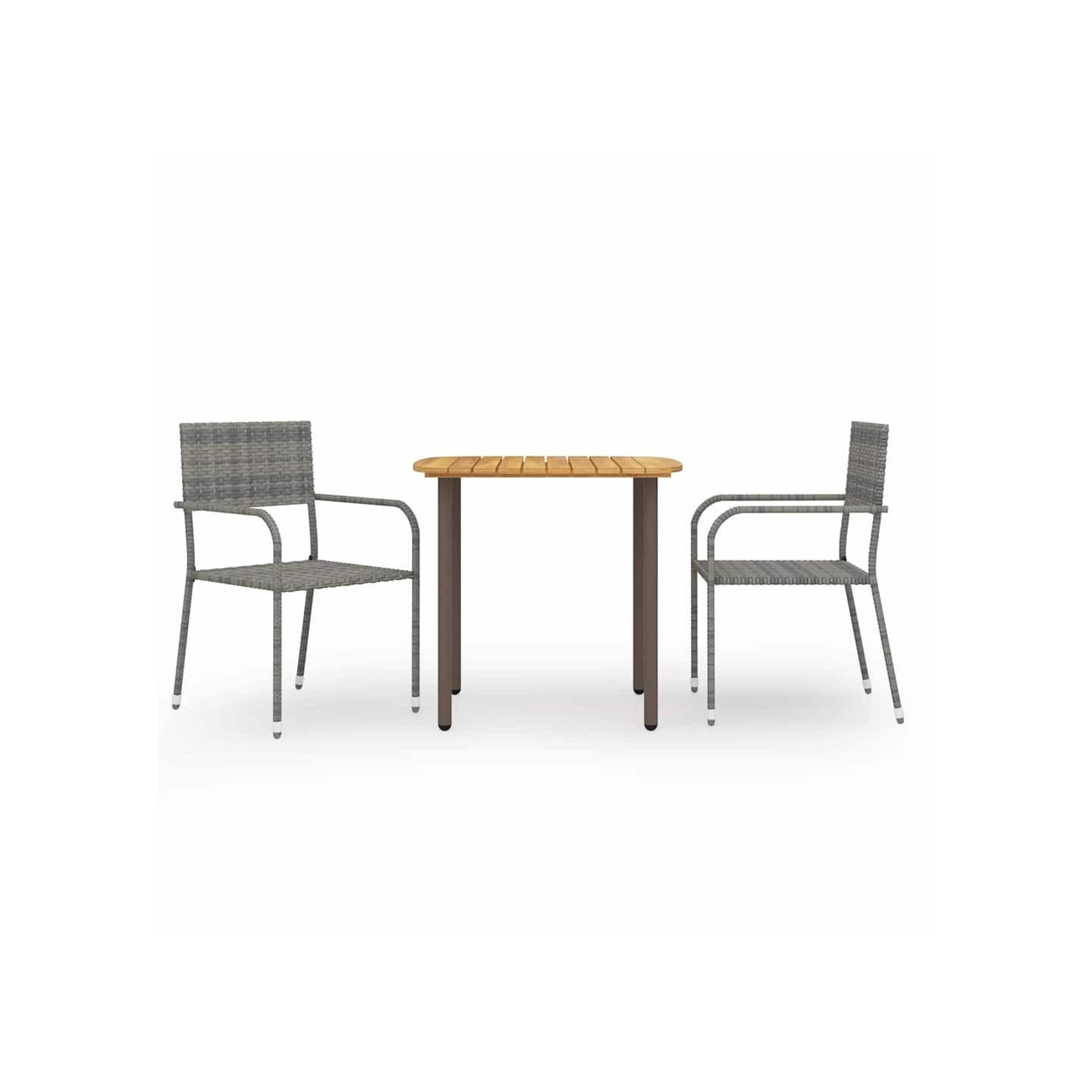 Ensemble à manger de jardin 3 pcs Résine tressée Gris