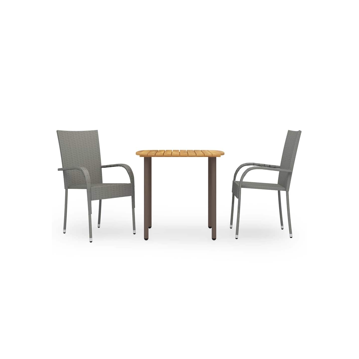 Ensemble à manger de jardin 3 pcs Résine tressée Gris