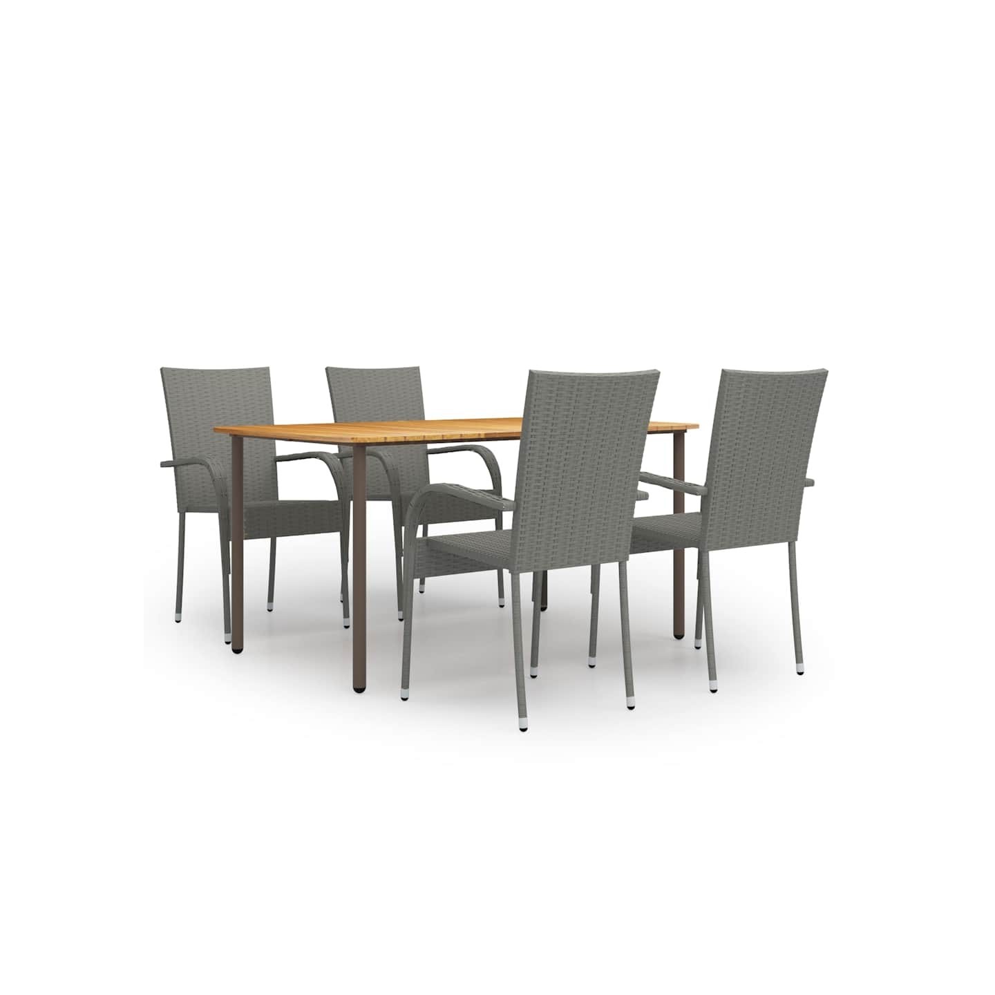 Ensemble à manger de jardin 5 pcs Résine tressée Gris