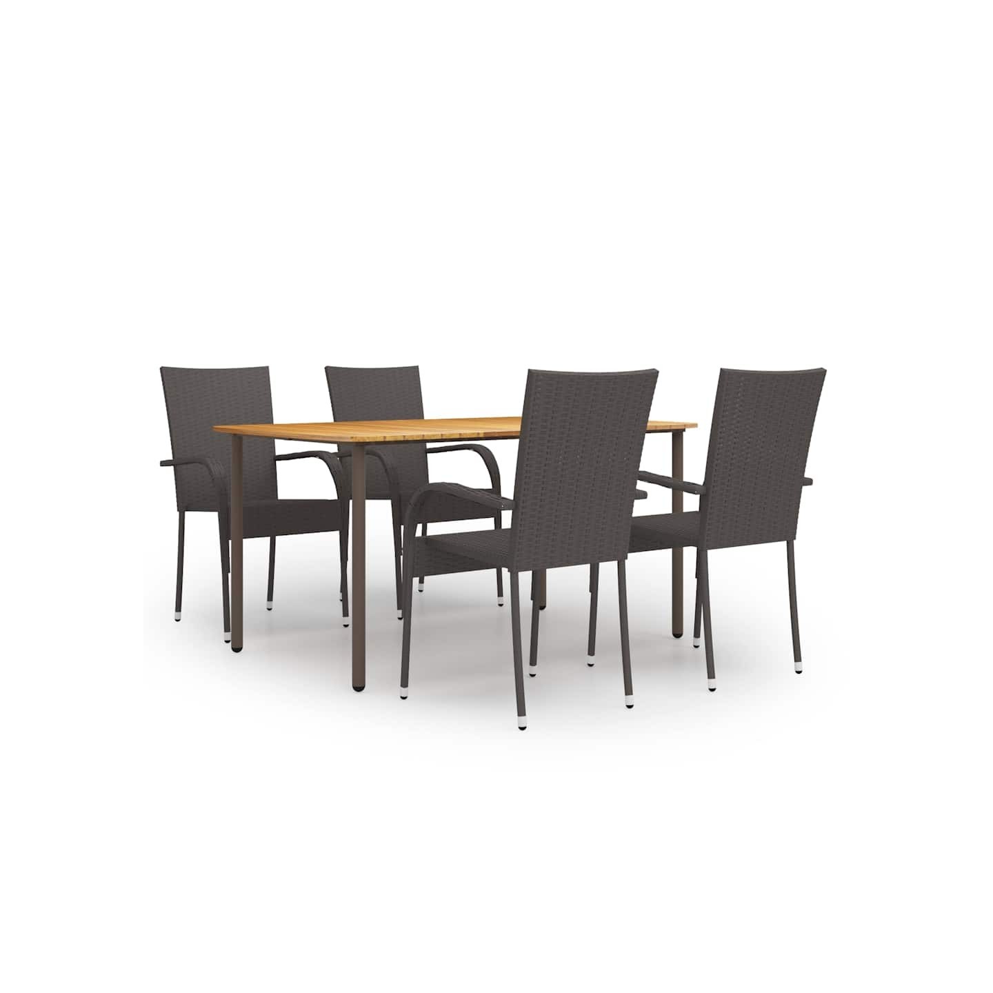 Ensemble à manger de jardin 5 pcs Résine tressée Marron