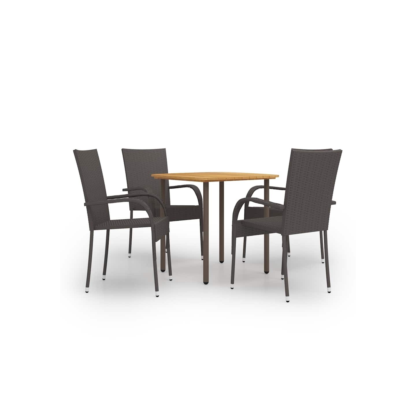 Ensemble à manger de jardin 5pcs Résine tressée Marron