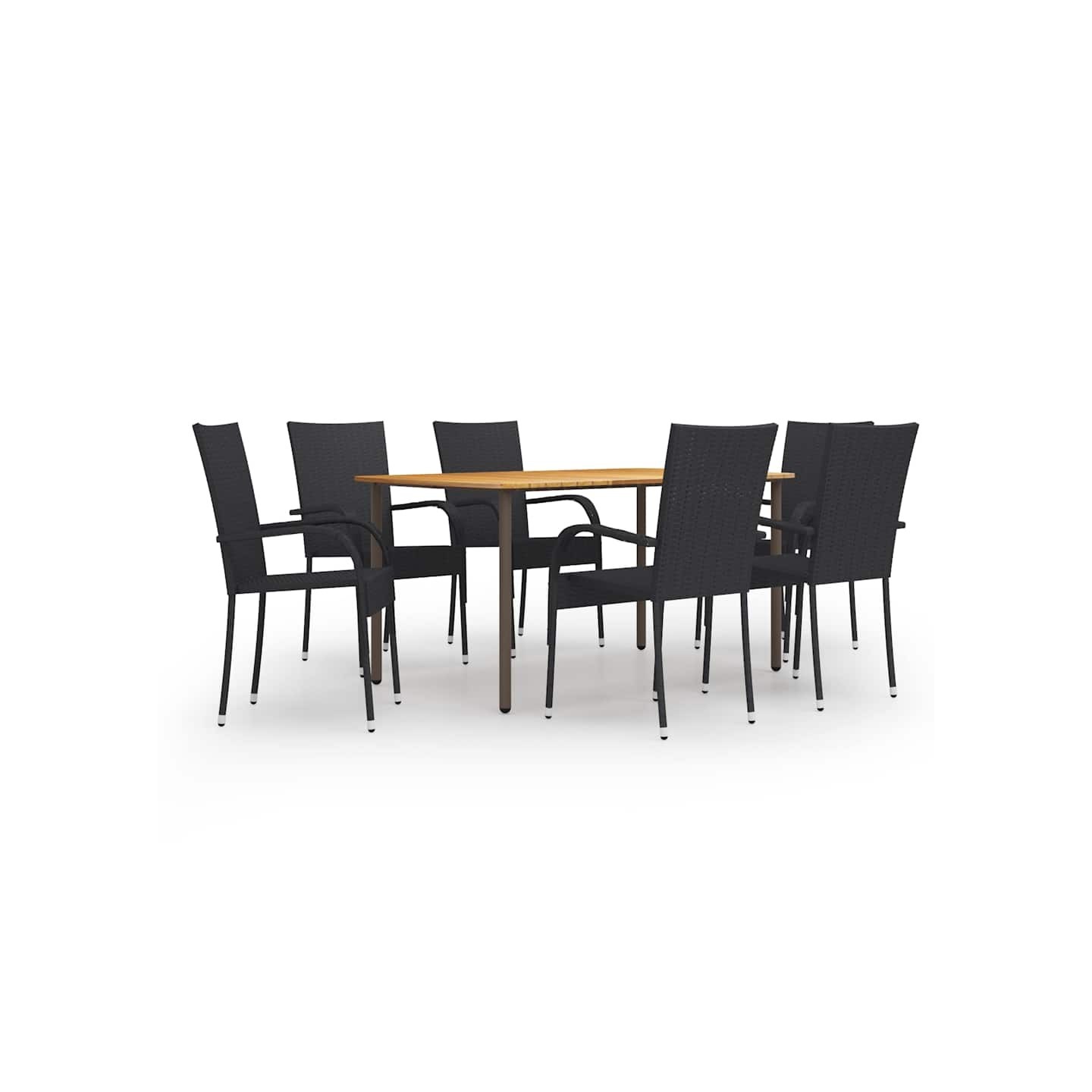 Ensemble à manger de jardin 7 pcs Résine tressée Noir