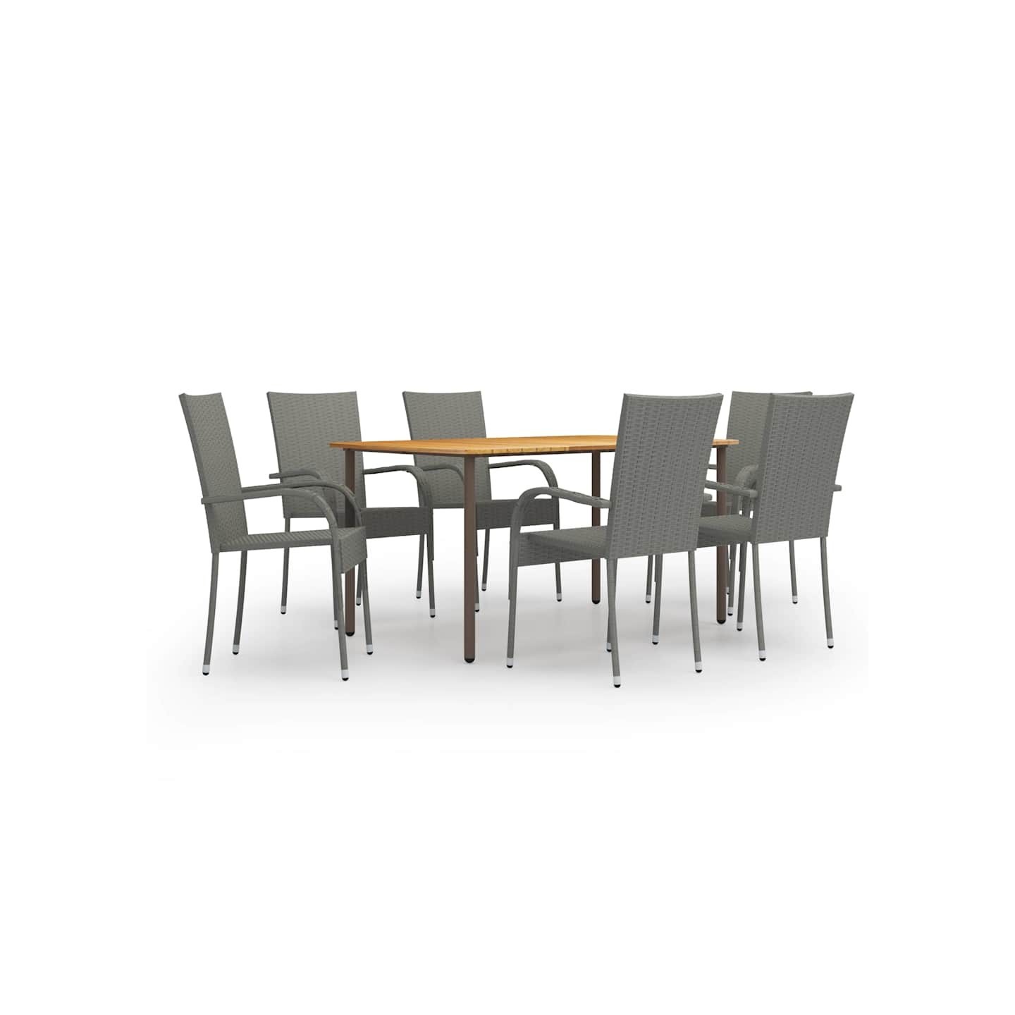 Ensemble à manger de jardin 7 pcs Résine tressée Gris