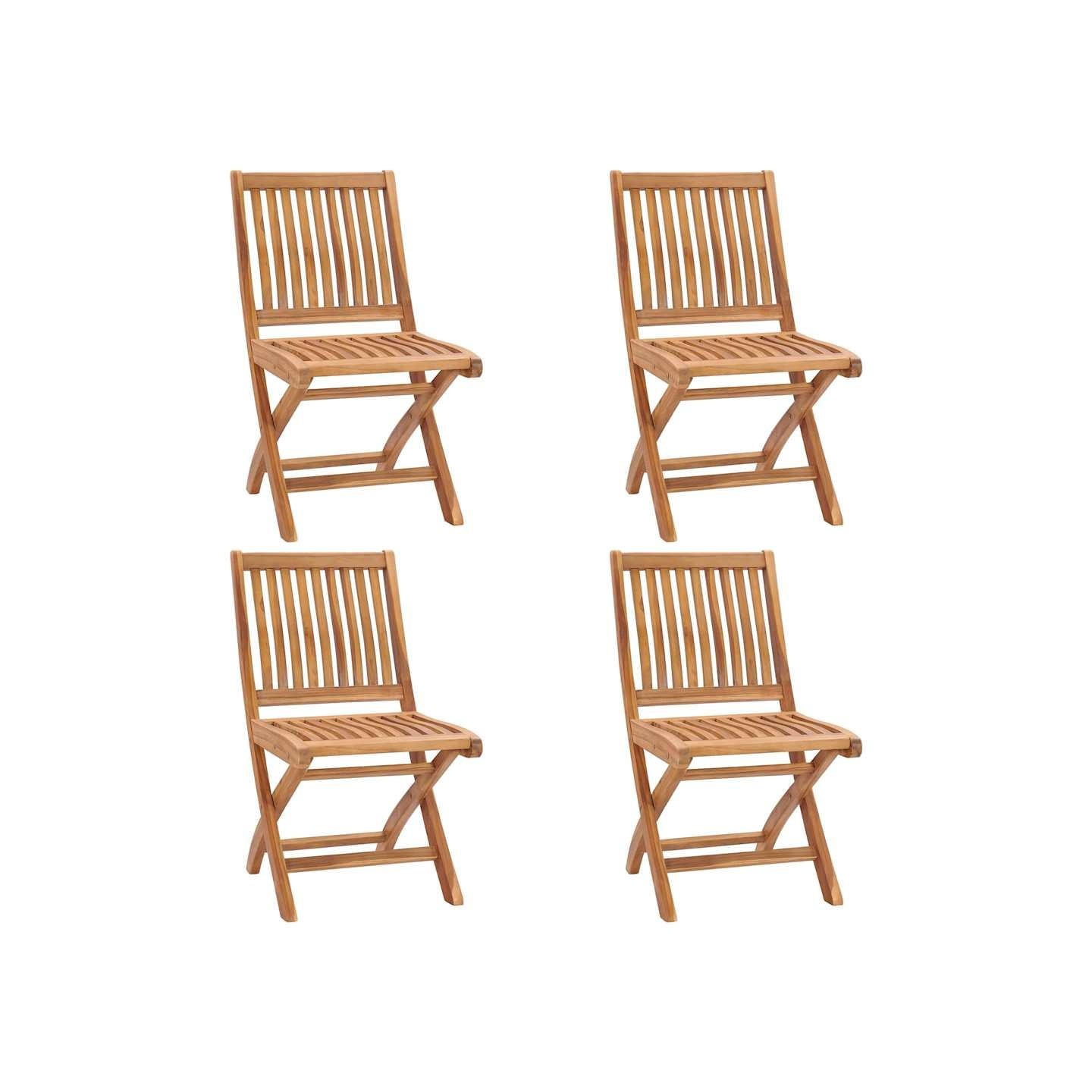 Chaises pliantes 4 pièces en teck massif
