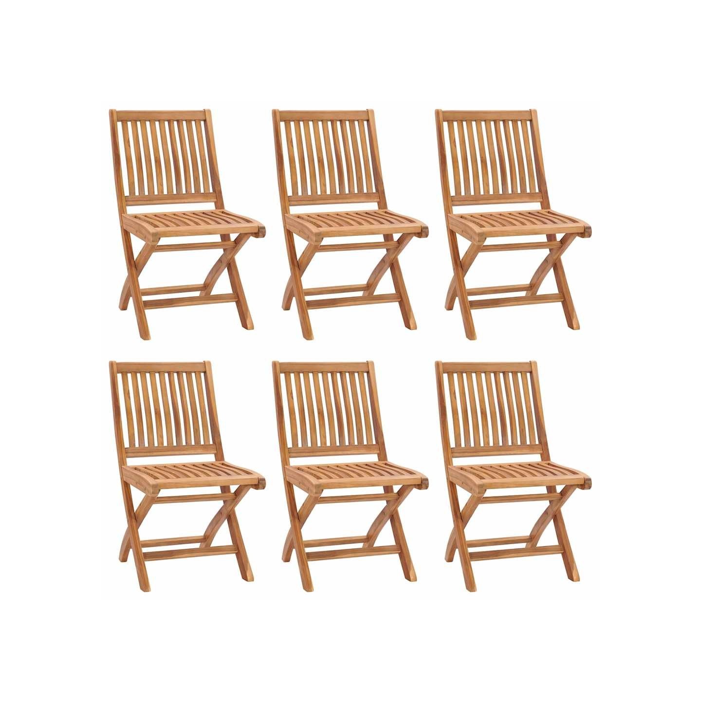 Chaises pliantes 6 pièces en teck massif