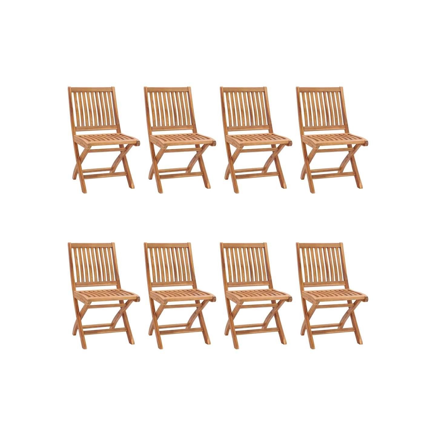 Chaises pliantes 8 pièces en bois de teck massif