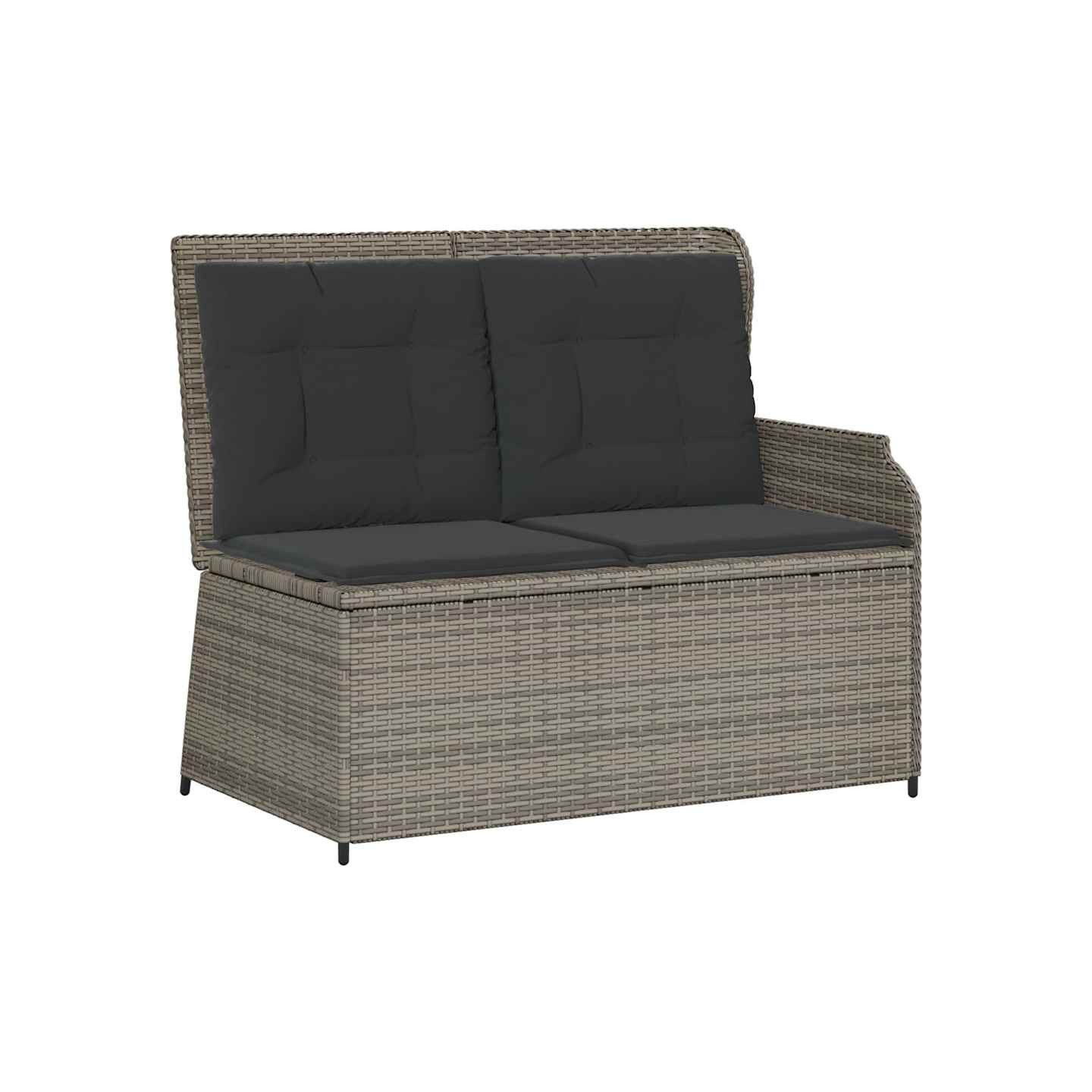 Banc inclinable de jardin avec coussins gris résine tressée