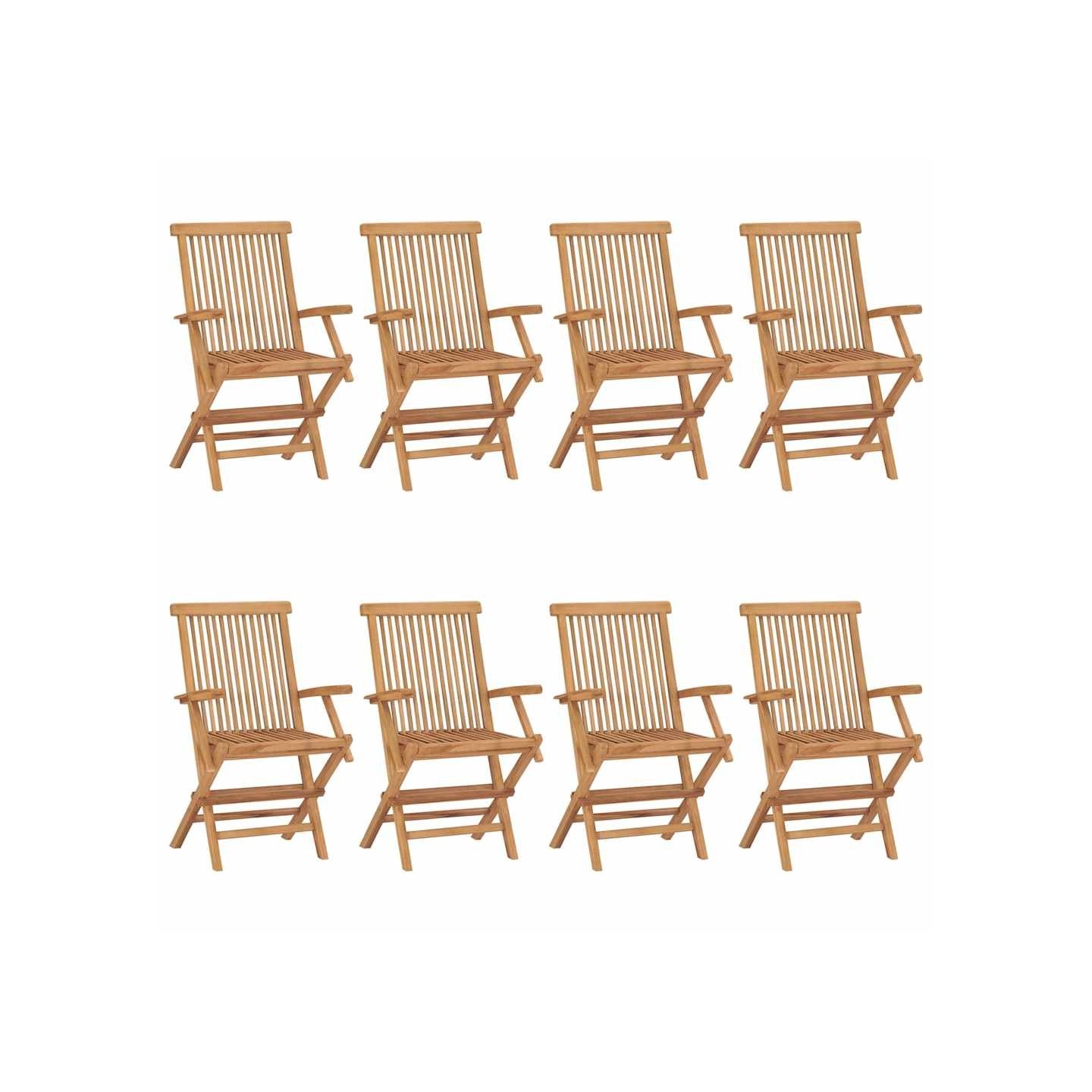 Chaises pliantes 8 pièces en bois de teck massif