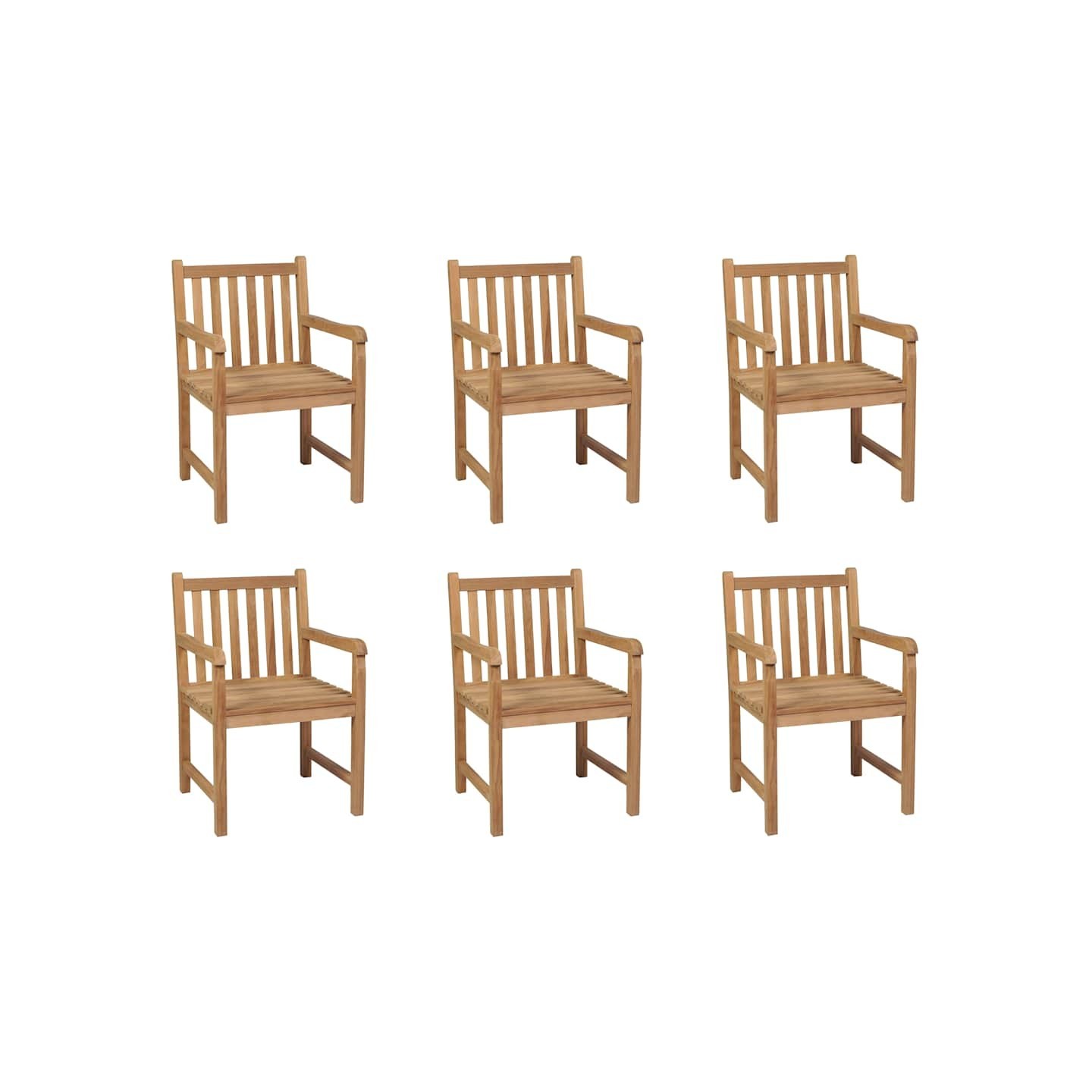 Chaises d'extérieur lot de 6 Bois de teck solide